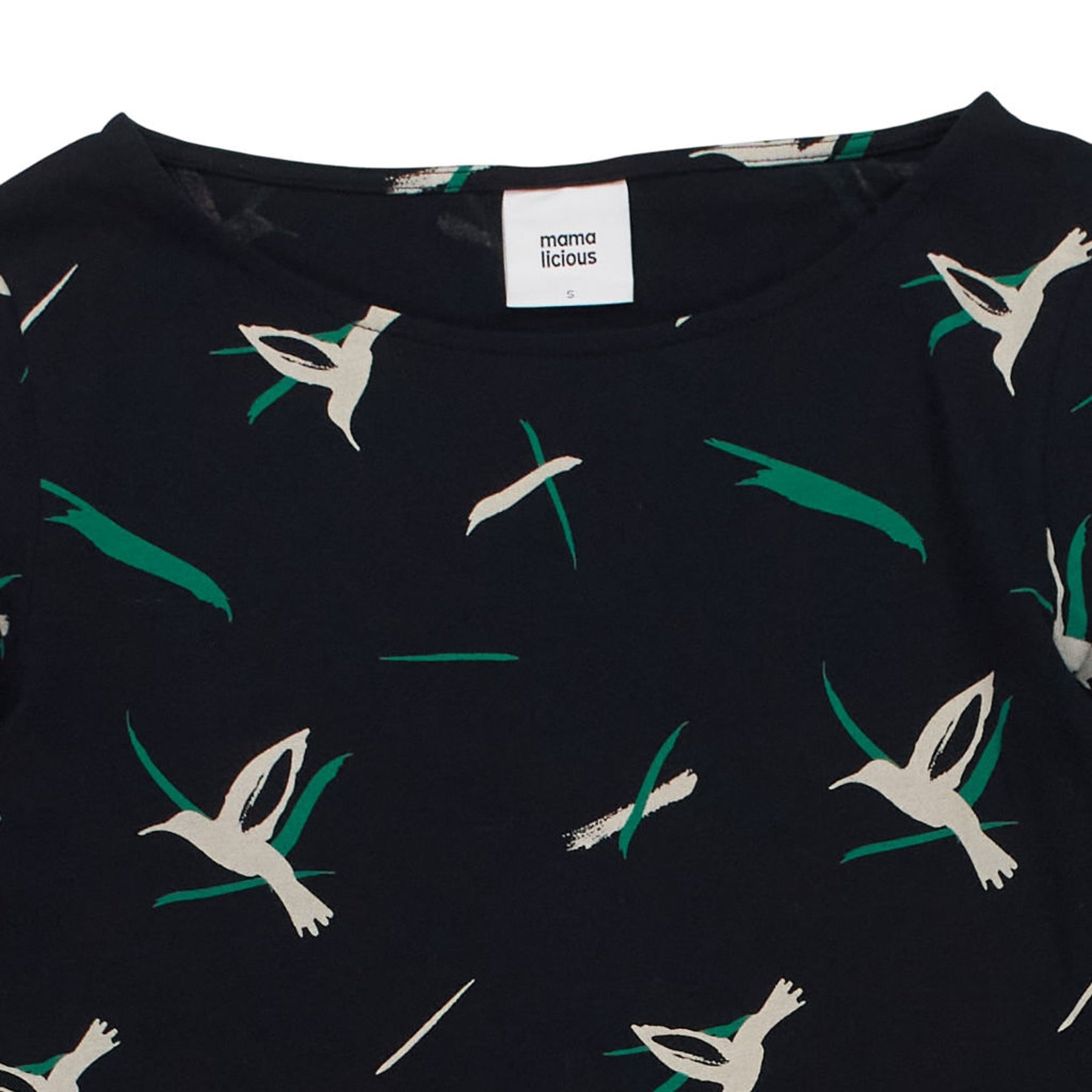 Mamalicious Black Bird Print Dress