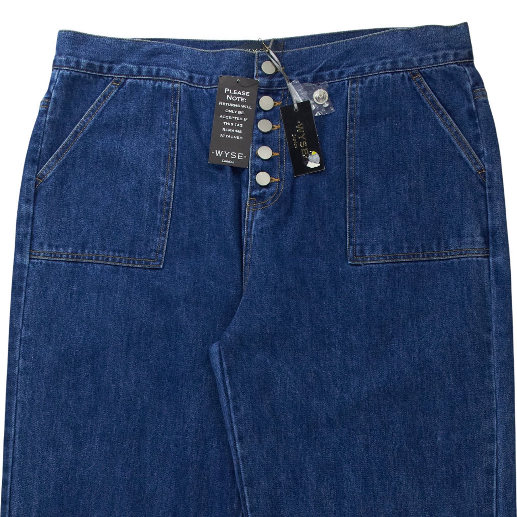 Wyse Blue High-Waisted Denim Trousers
