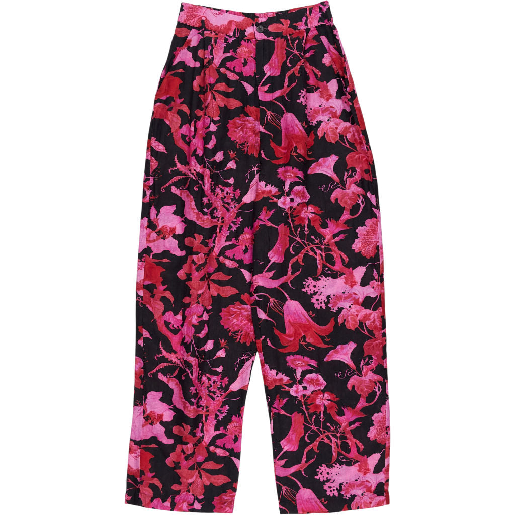 By Walid Black Pink Floral Trousers