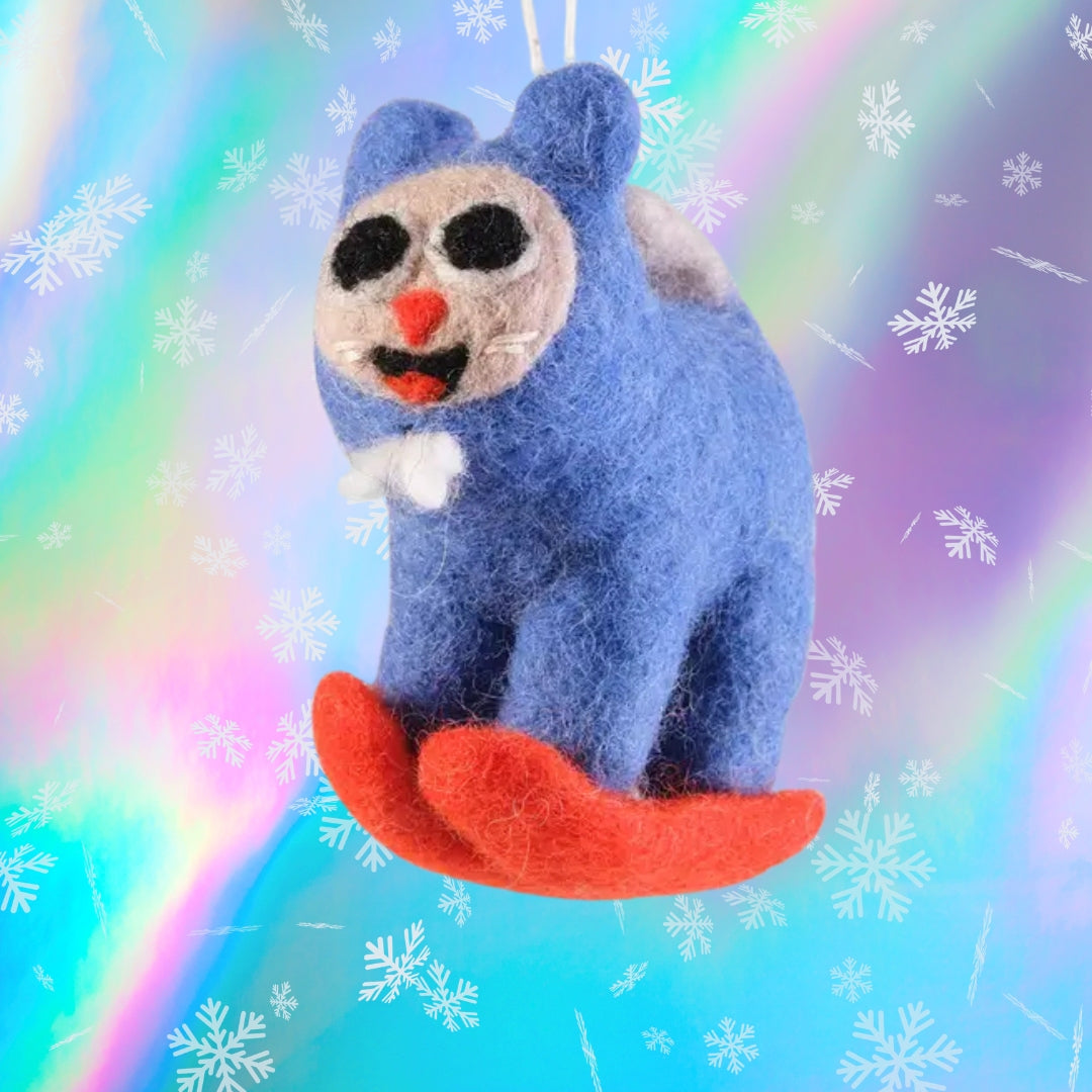 Eddie Cat Hanging Felt Ornament