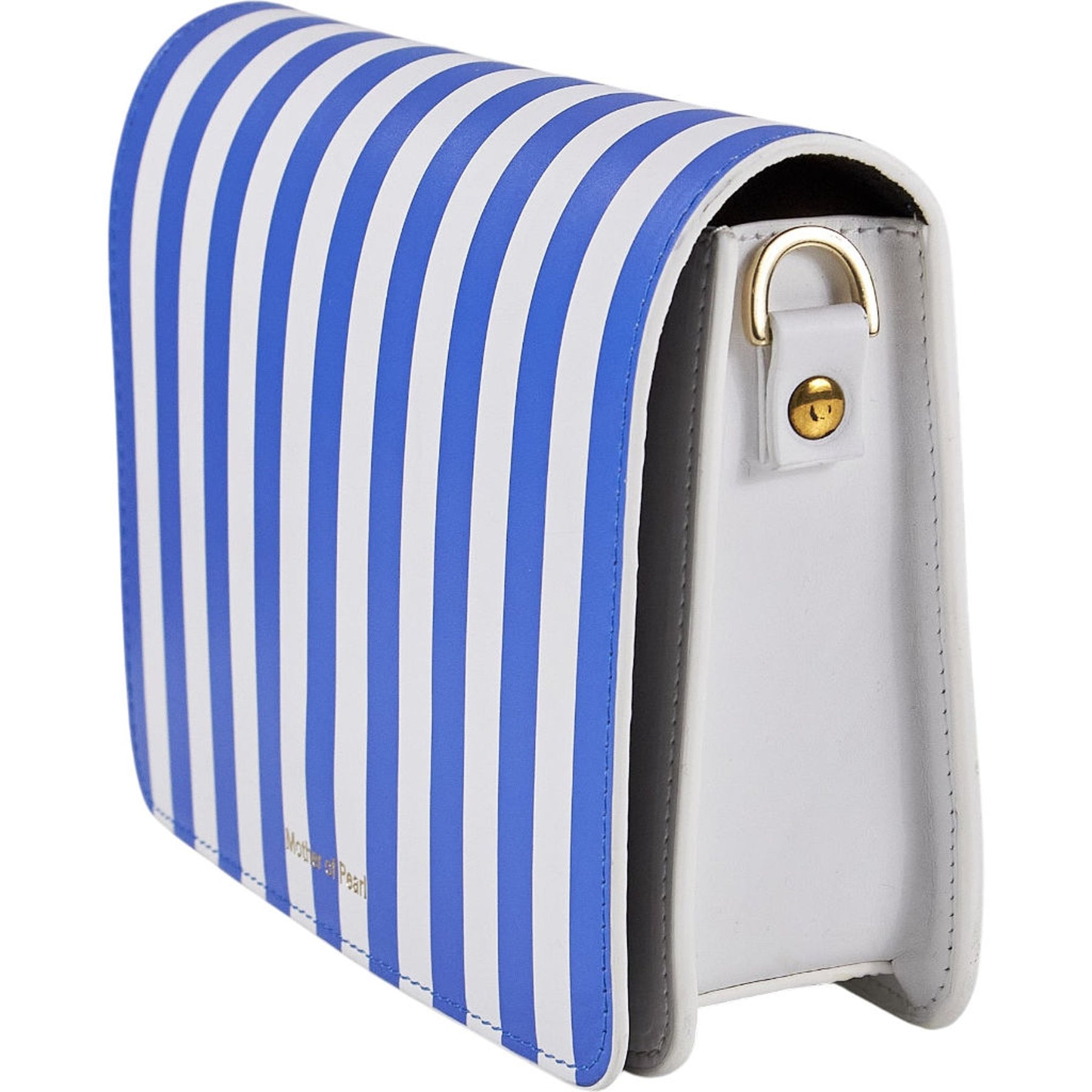 Mother of Pearl Blue White Striped Handbag