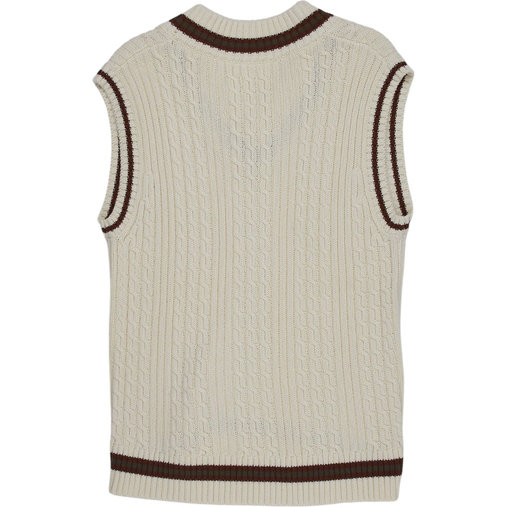 Drake's Cream Knit Sleeveless Cricket Vest S