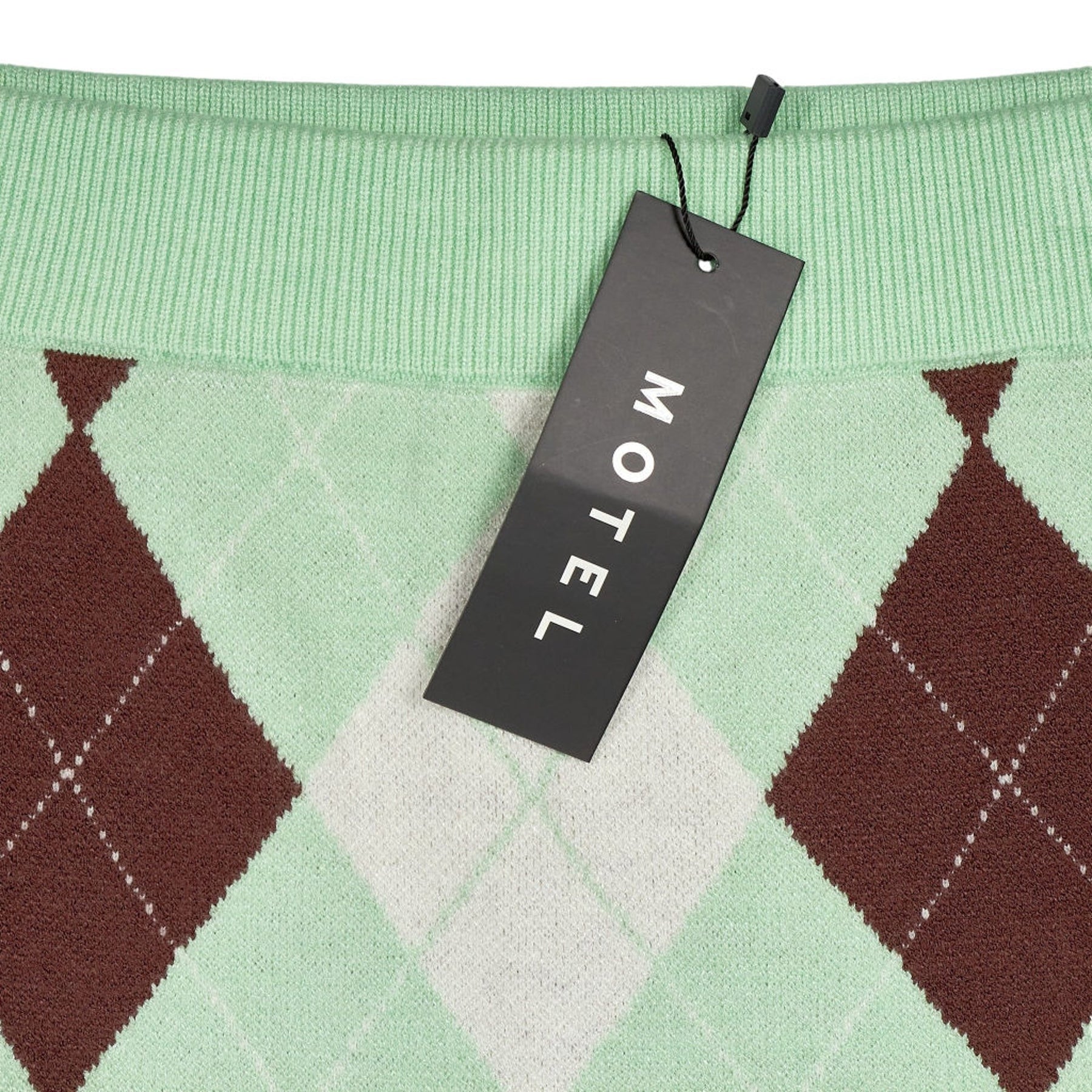 Motel Green Argyle Knit Skirt