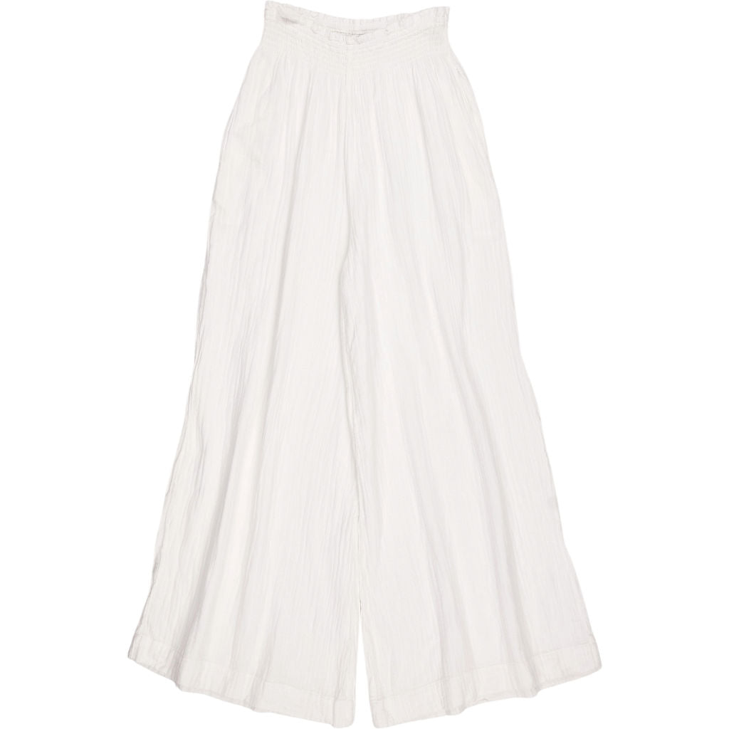 NRBY White Cotton Wide Leg Trousers
