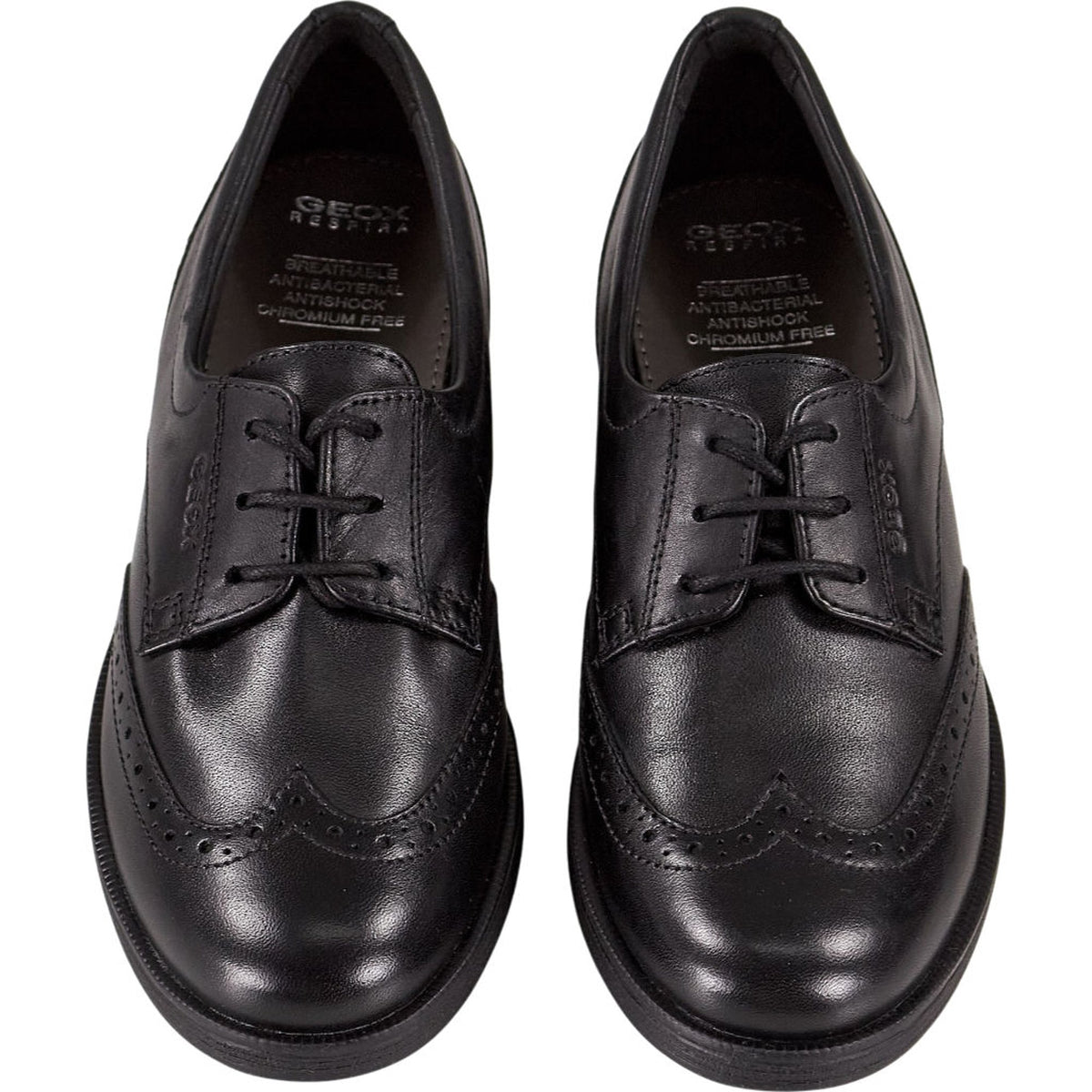 Geox Black Leather Brogue Shoes
