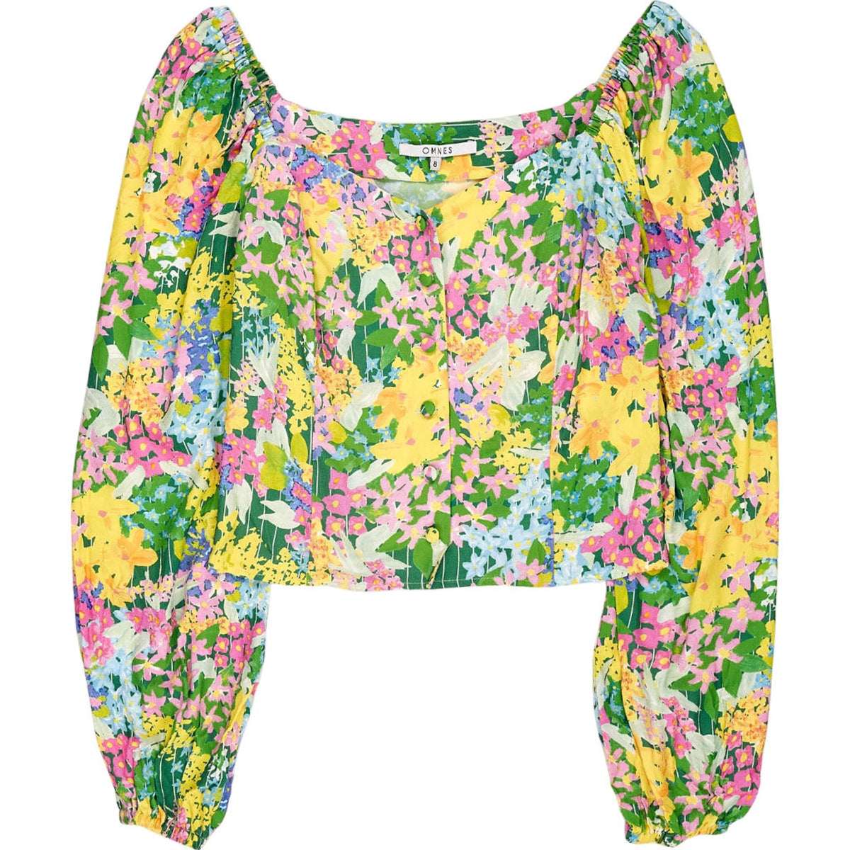 Omnes Floral Print Cropped Blouse
