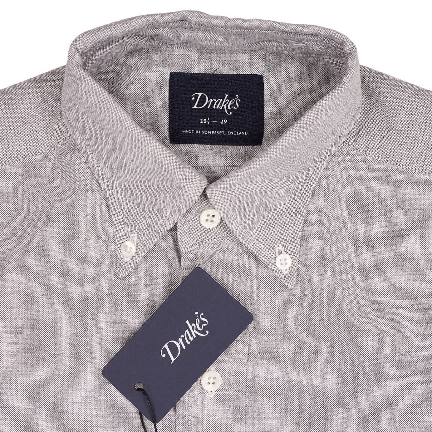 Drake's Grey Oxford Button Down Shirt 15.5