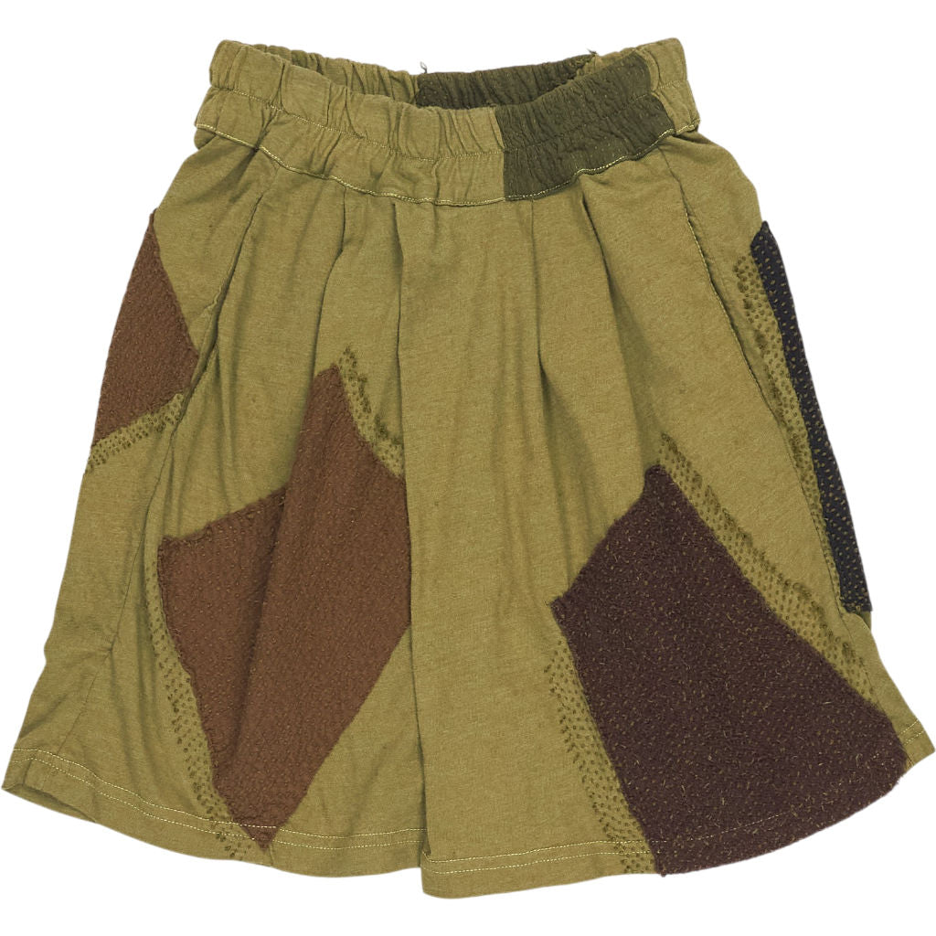 By Walid Green Patchwork Shorts