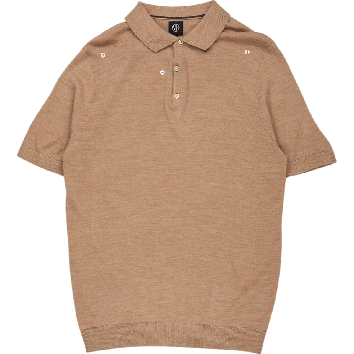 Moss Beige Merino Wool Knit Polo Shirt