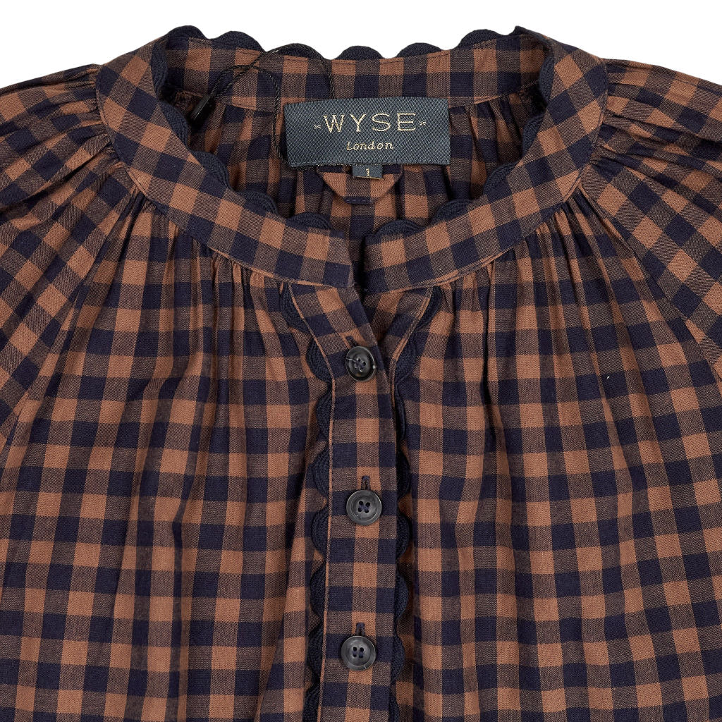 Wyse Brown Check Raglan Dress UK 8