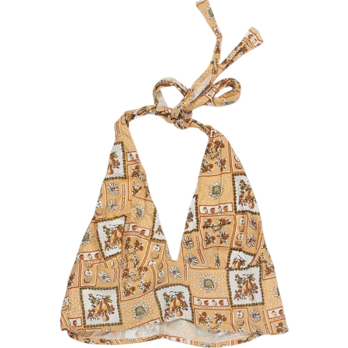 Motel Beige Patterned Halter Top