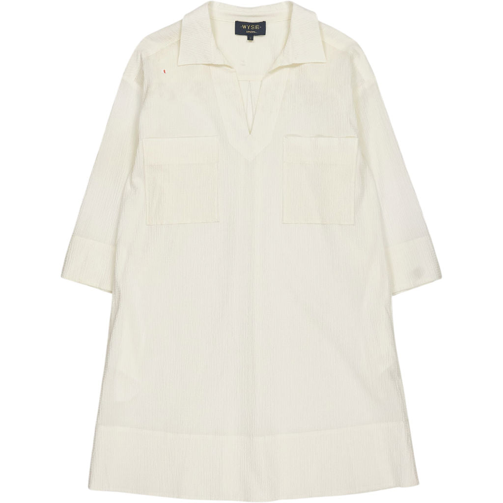 WYSE White Seersucker Shift Dress