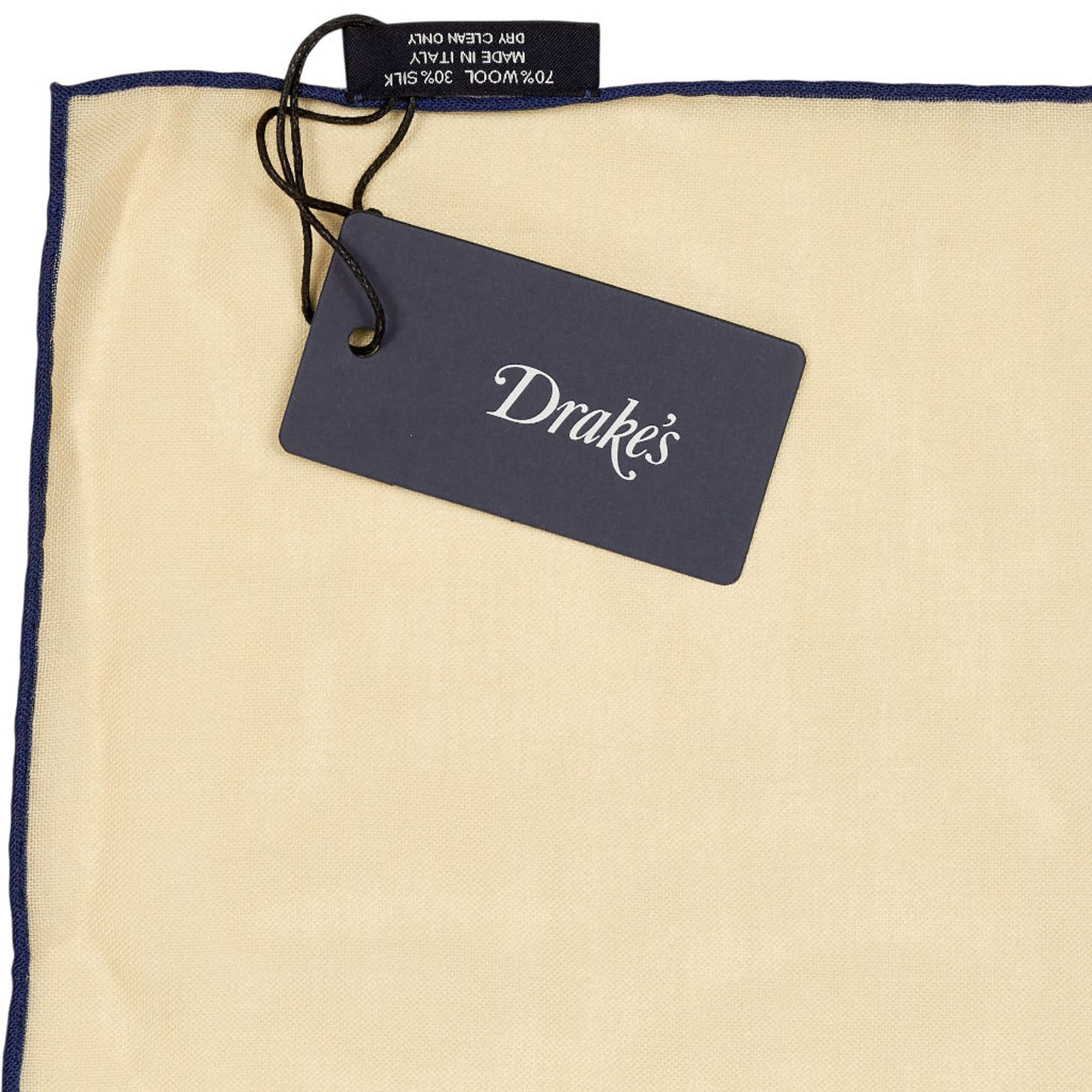 Drake's Cream Wool Silk Pocket Square
