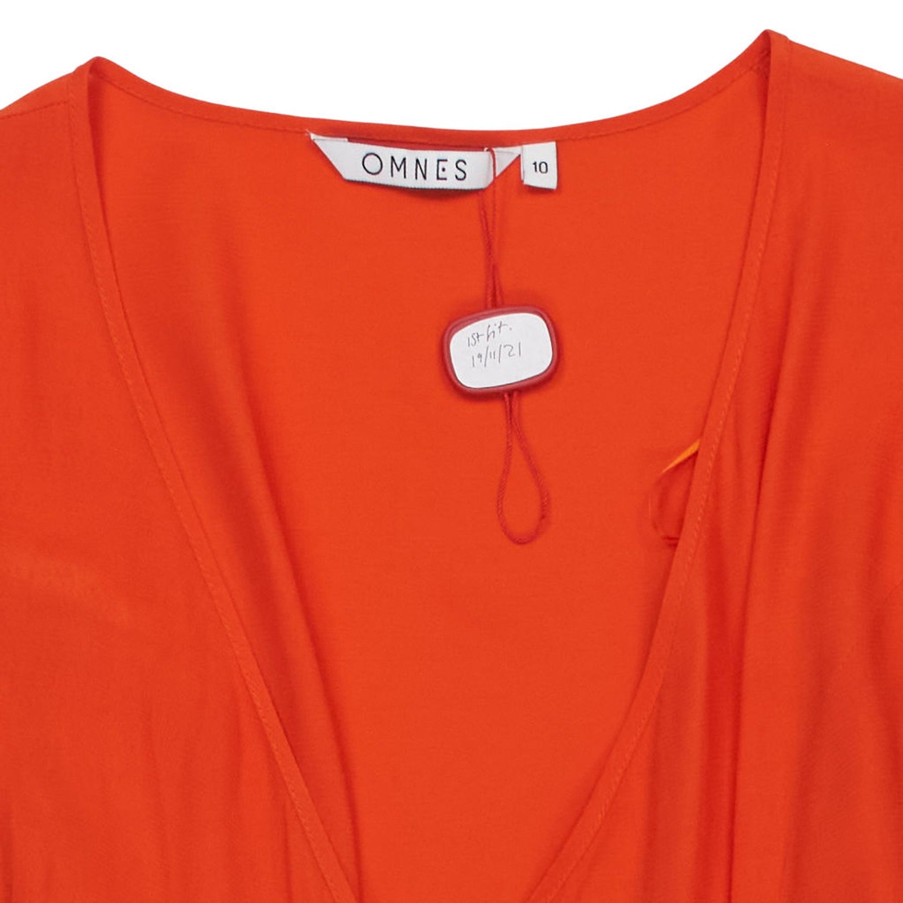 OMNES Orange Wrap V-Neck Dress