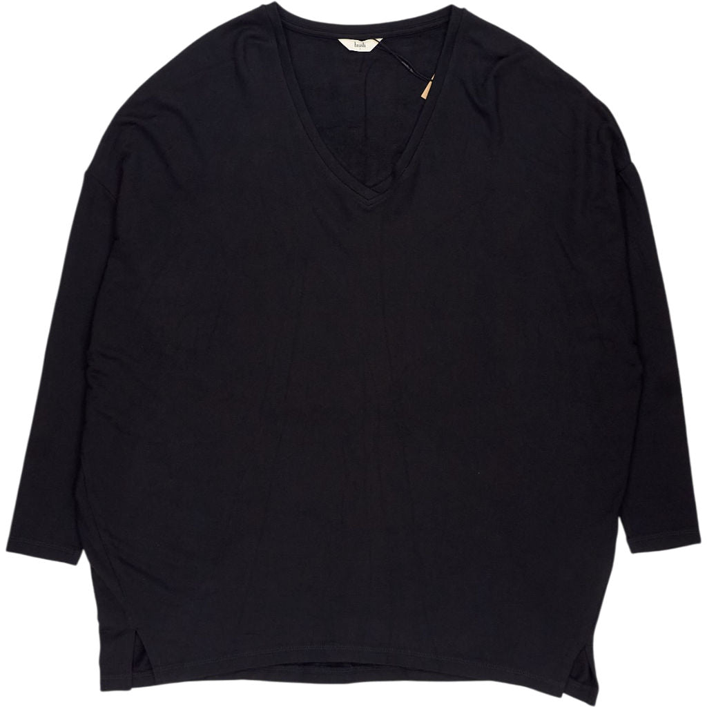 Hush Black V Neck Wide Jersey Top