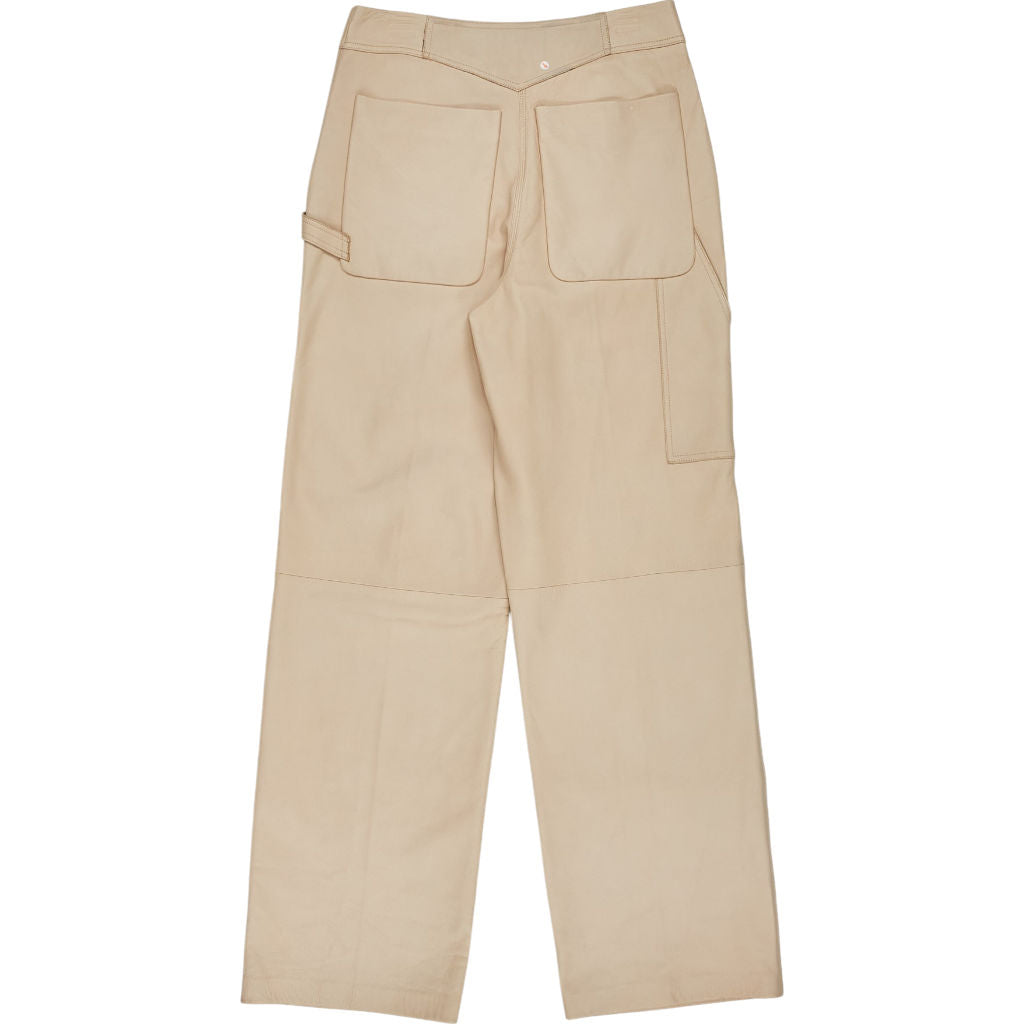 Calvin Klein Smooth Beige Leather Pants