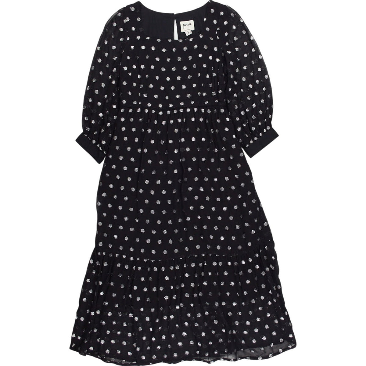 Joanie Bouvier Black Metallic Polka Dot Dress
