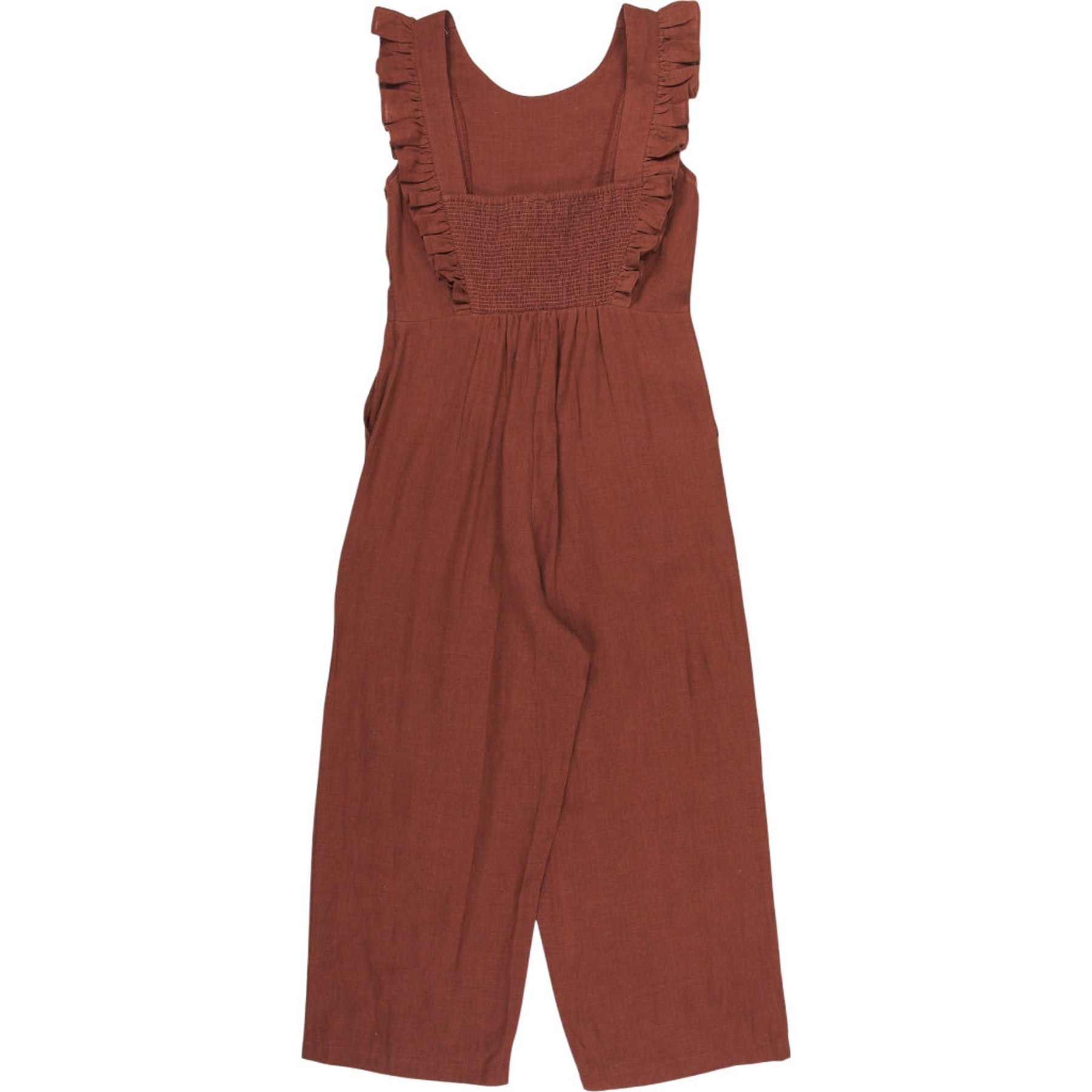 Beaufort & Blake Brown Ruffle Jumpsuit