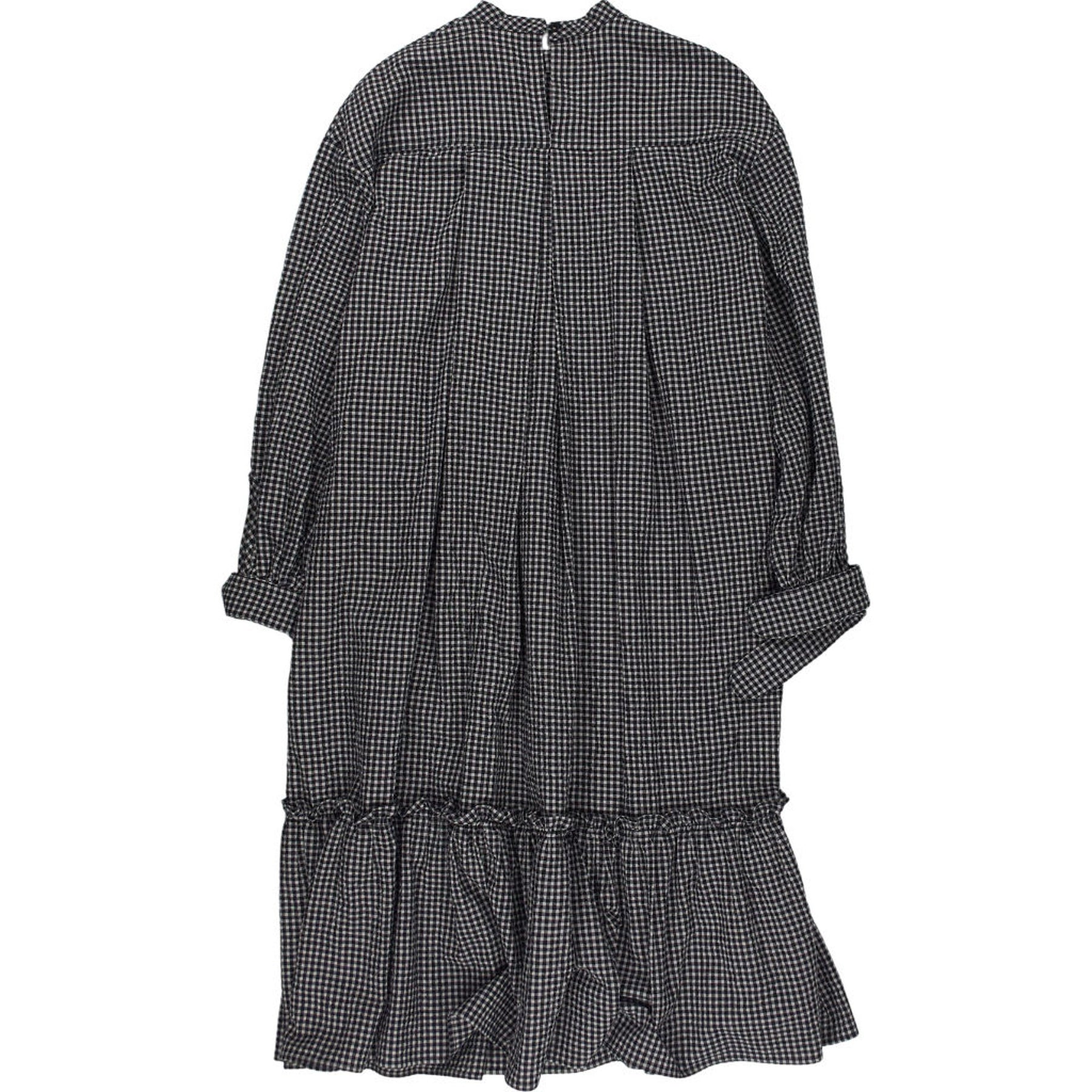 YMC Black Grey Gingham Midi Dress