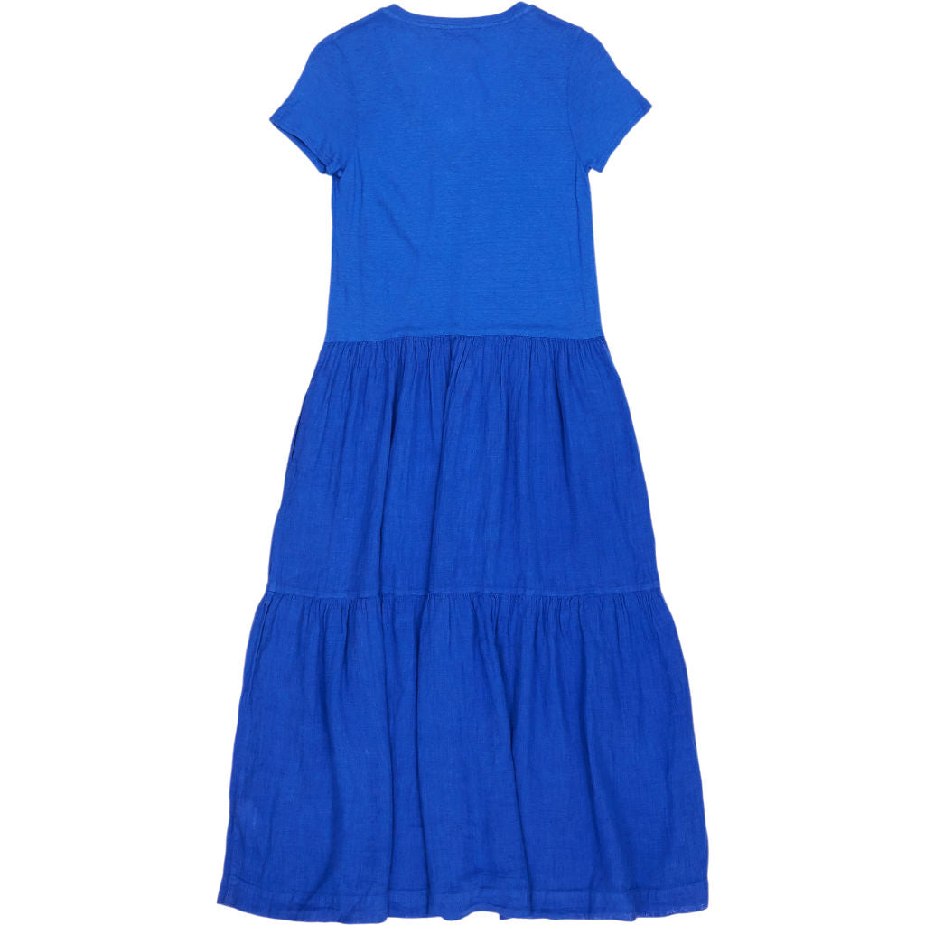 NRBY Blue V-Neck Tiered Midi Dress