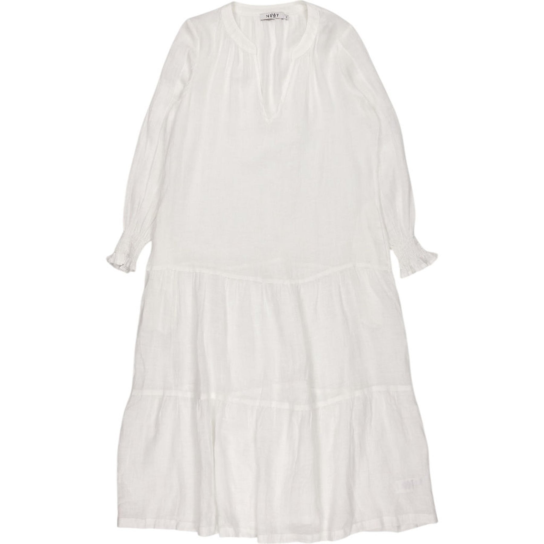 NRBY White Linen Midi Dress
