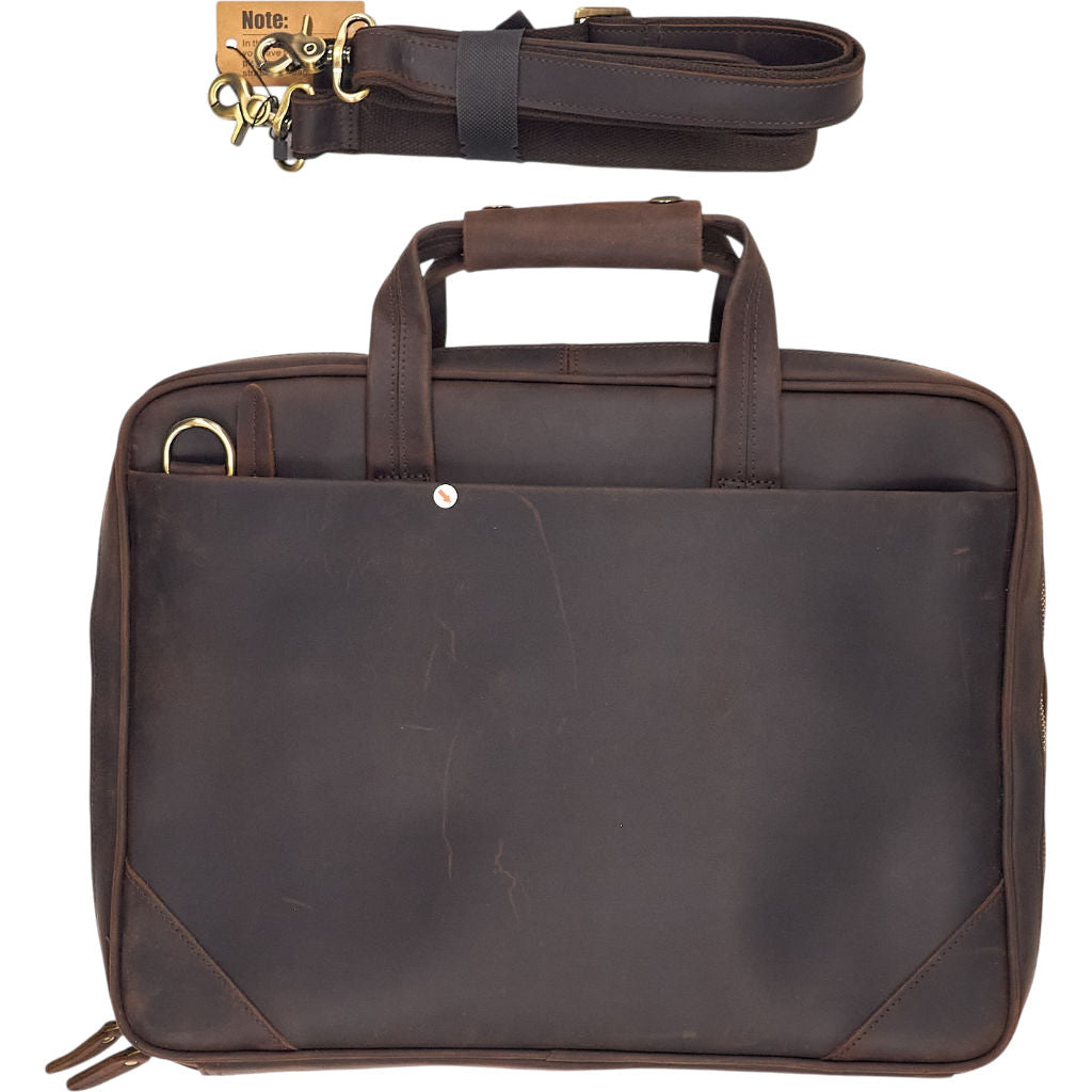 Tiding Brown Leather Briefcase