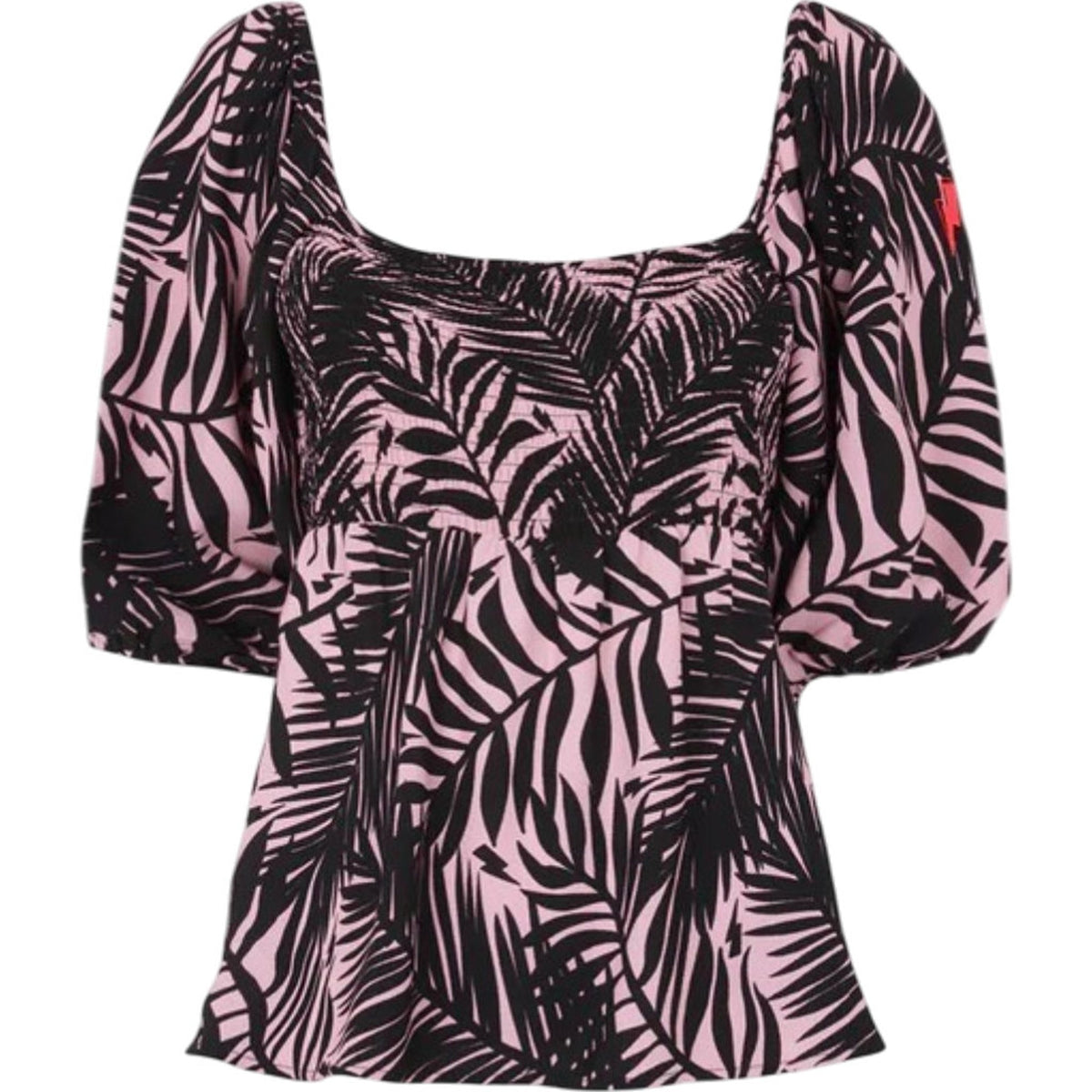 Scamp & Dude Pale Pink with Black Tropical Shirred Top