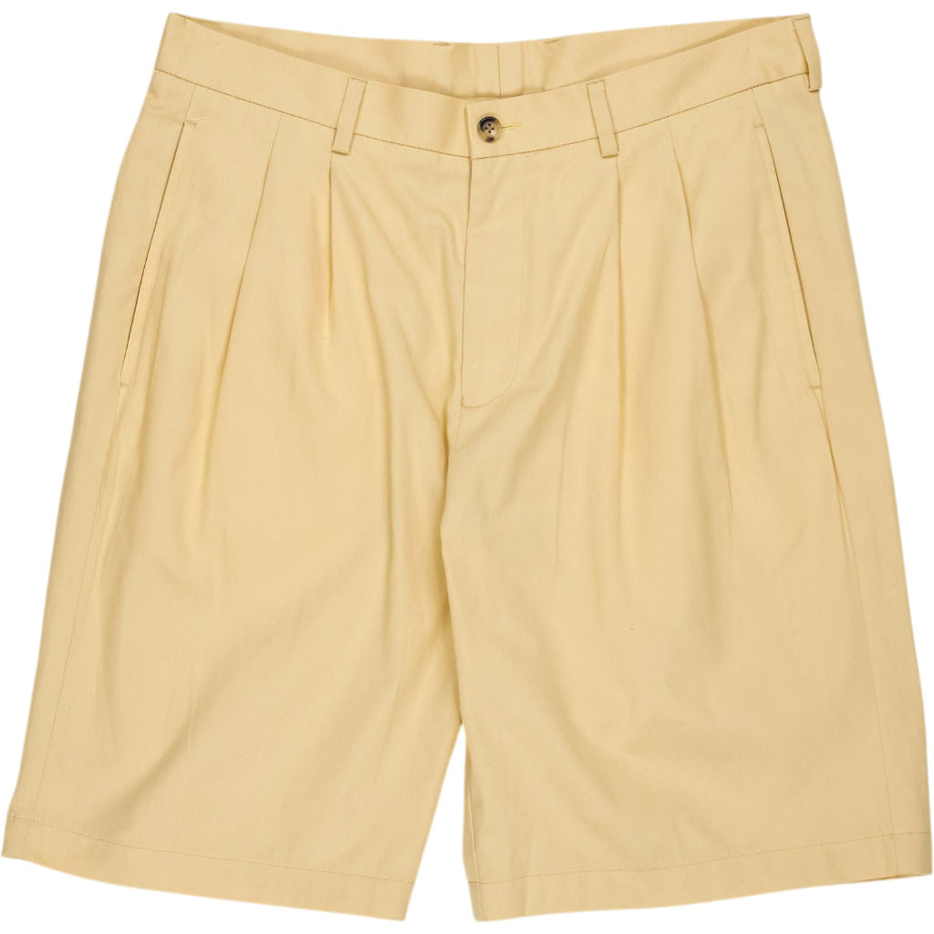 P Johnson Yellow Cotton Pleated Shorts