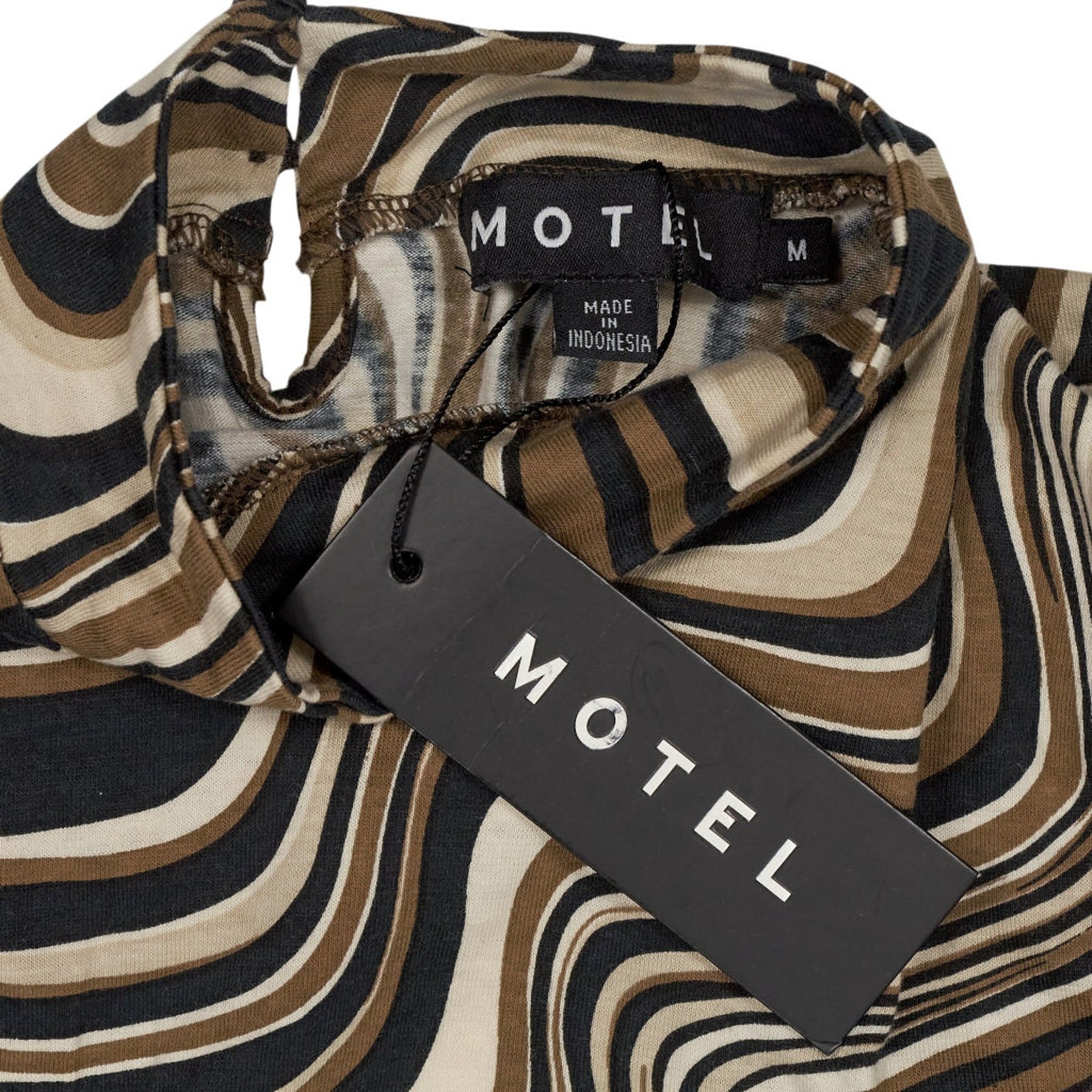 Motel Brown Ripple Print Quein Dress