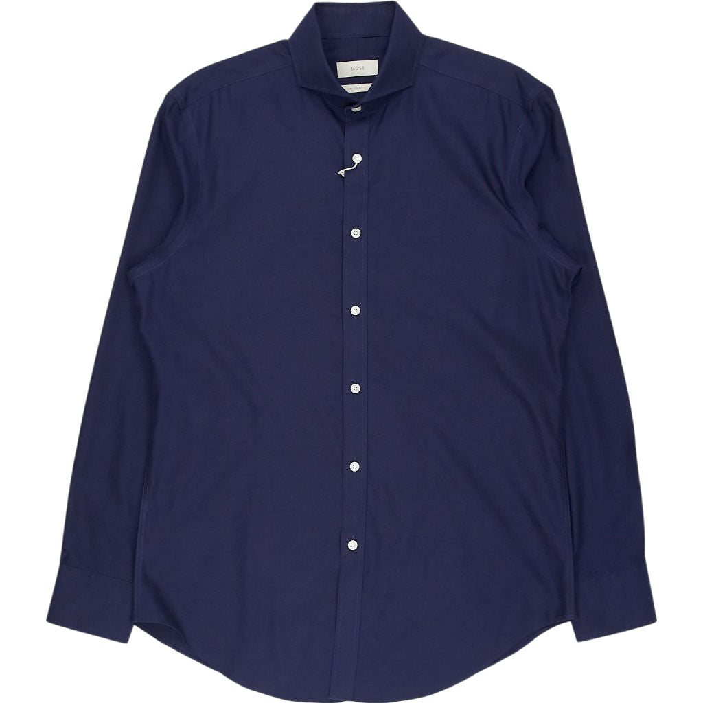 Moss Navy Tailored Fit Cotton Shirt
