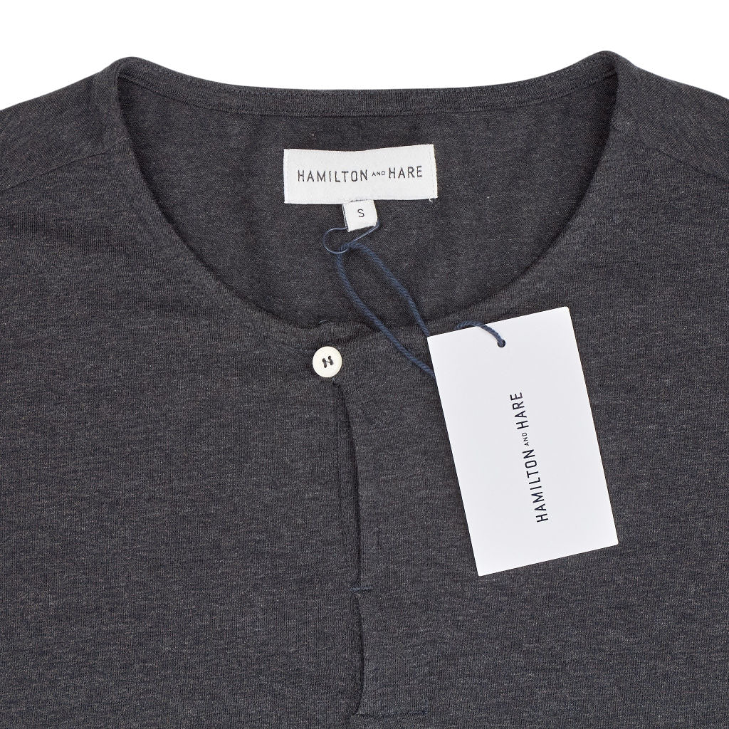 Hamilton and Hare Charcoal Short Sleeve Jersey Henley