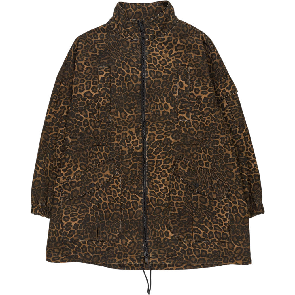 Hush Brown Leopard Print Utility Parka Jacket
