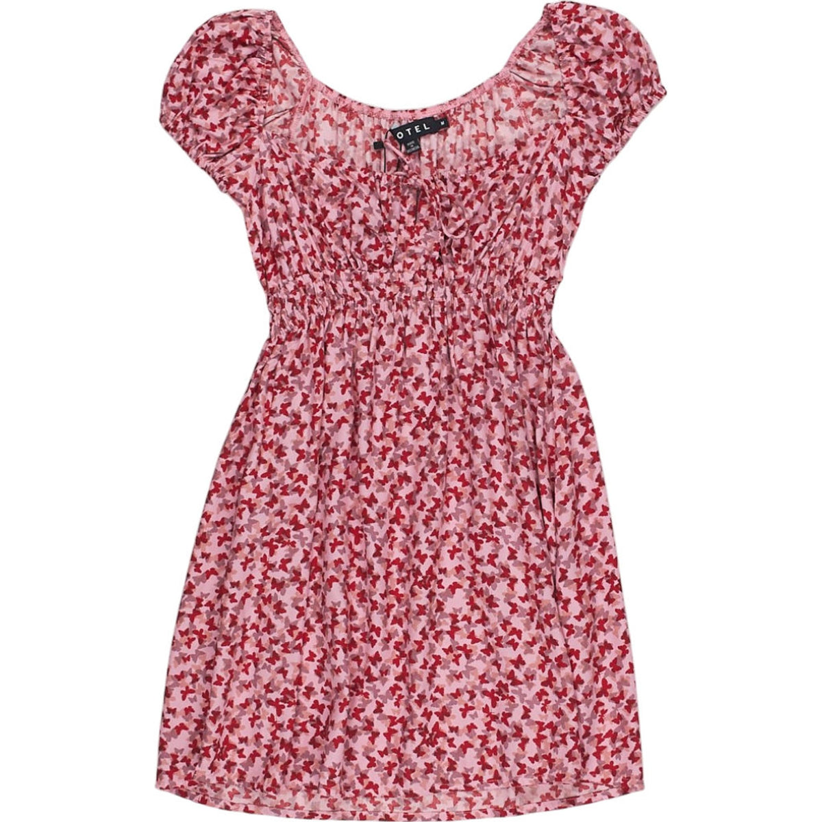 Motel Peach Red Ditsy Butterfly Galova Dress