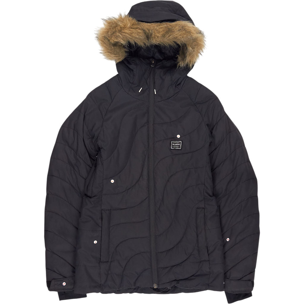 Billabong Black Quilted Jacket with Faux Fur Hood