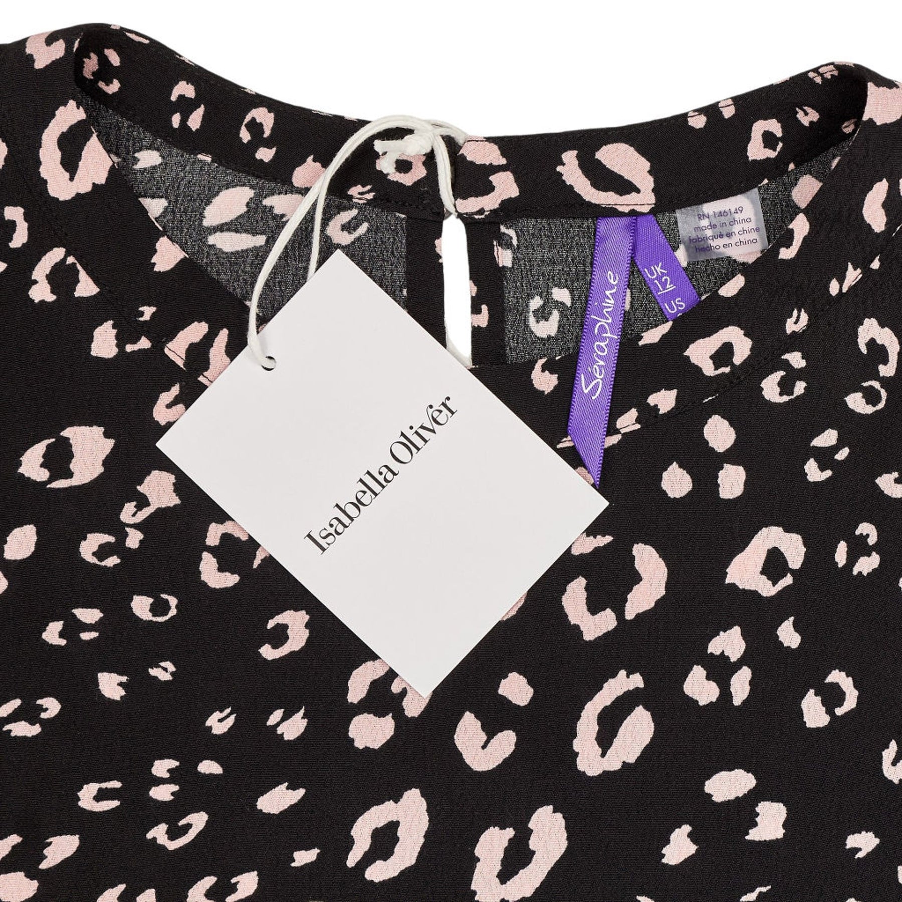 Seraphine Maternity Black Pink Leopard Print Dress