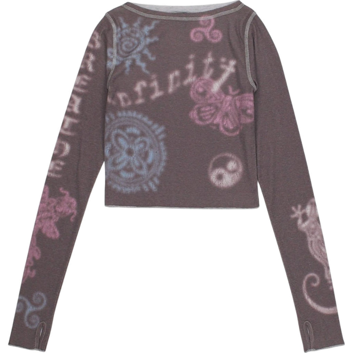 Urban Outfitters Grey Patterned Long Sleeve Top