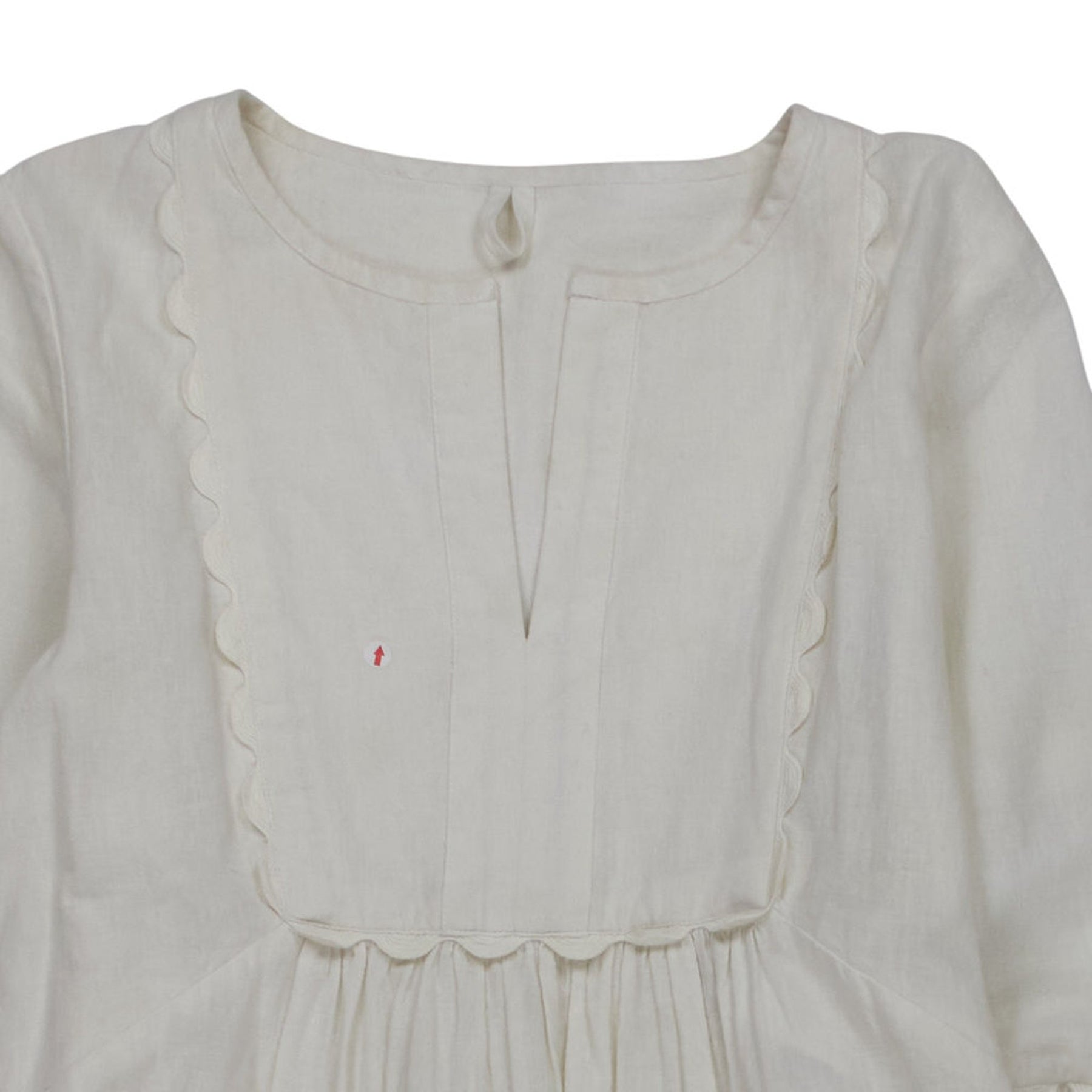 WYSE Ivory White Scallop Midi Dress