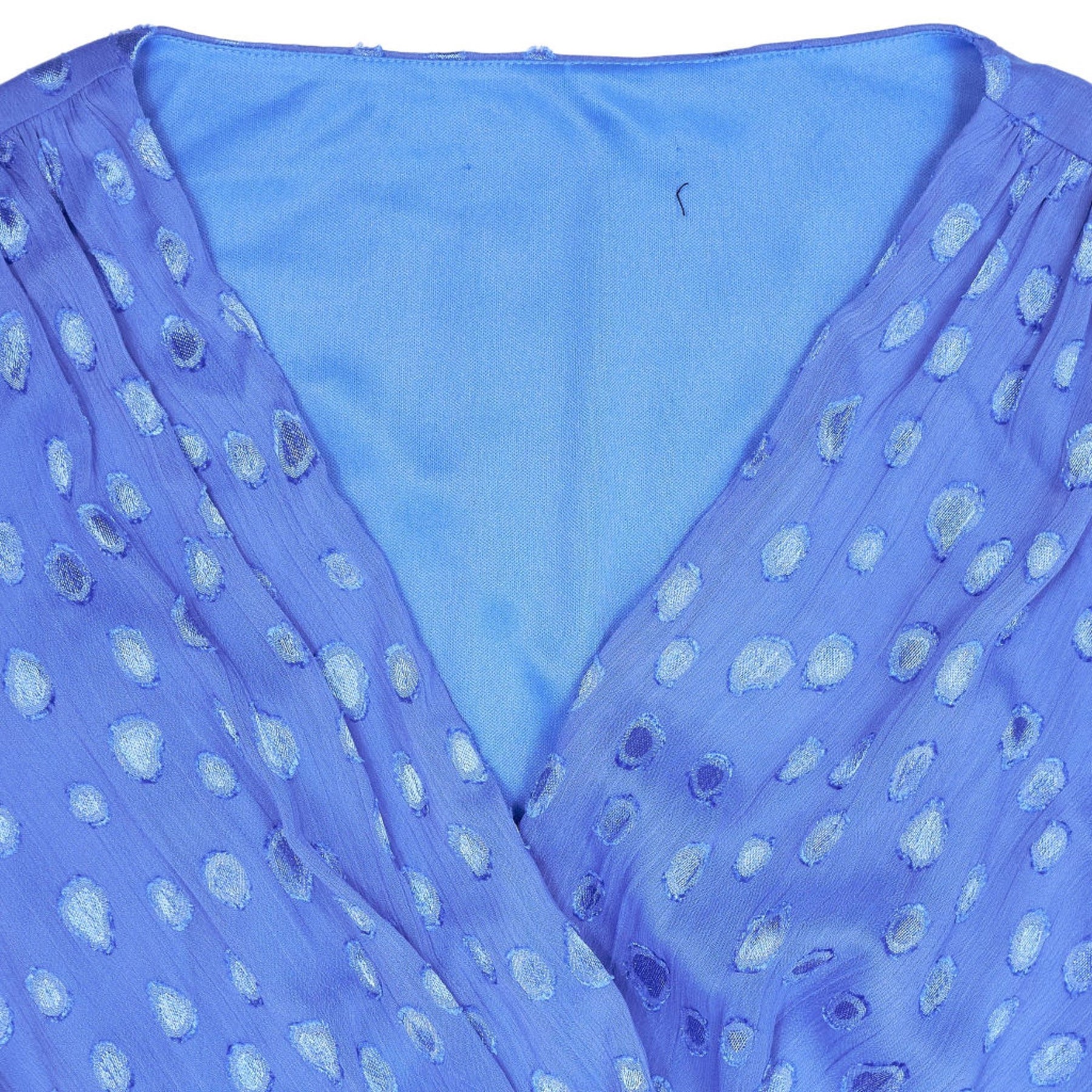 Vivere Blue Embroidered Dot Dress