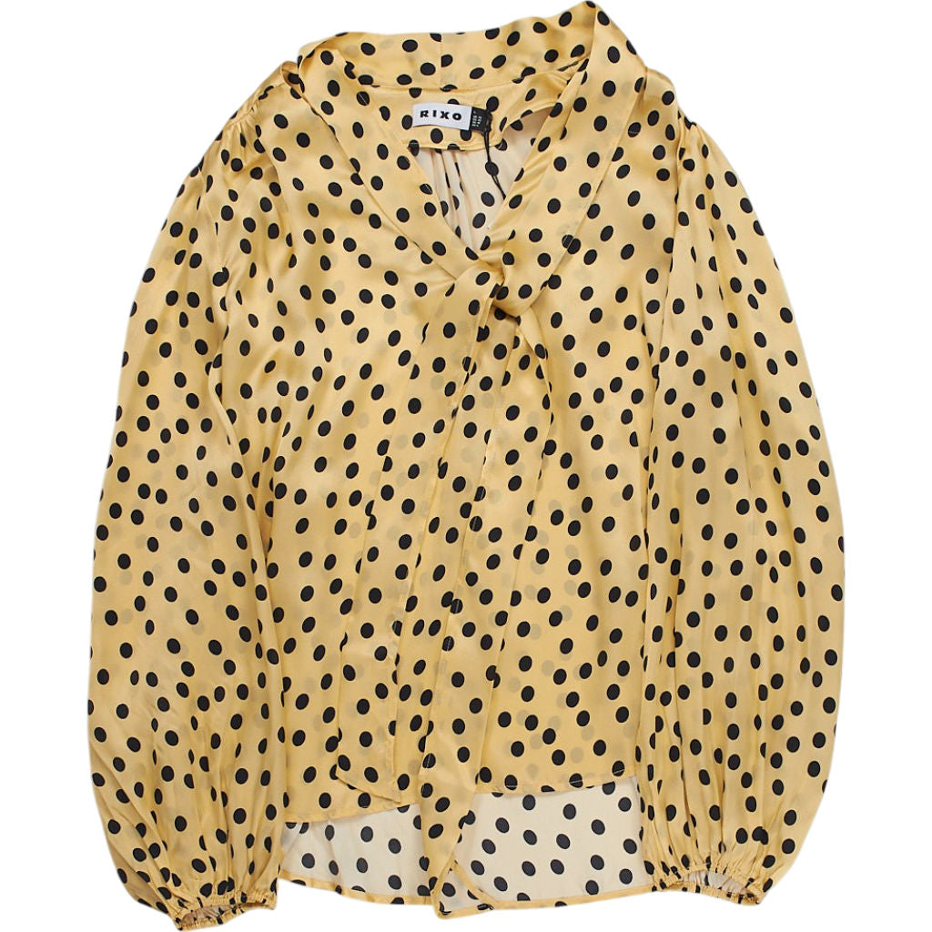 Rixo Yellow Polka Dot Blouse