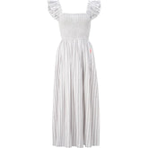 Scamp & Dude Shirred Maxi Sundress Grey with White Stripe