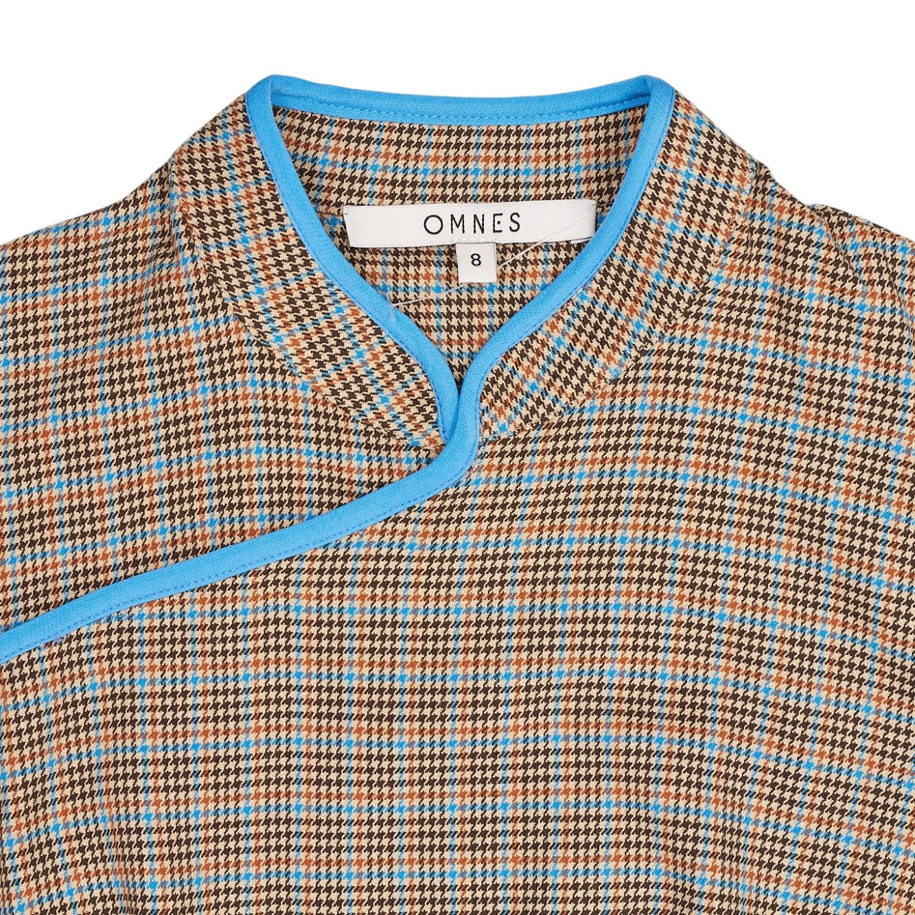 OMNES Brown Check Short Sleeve Dress