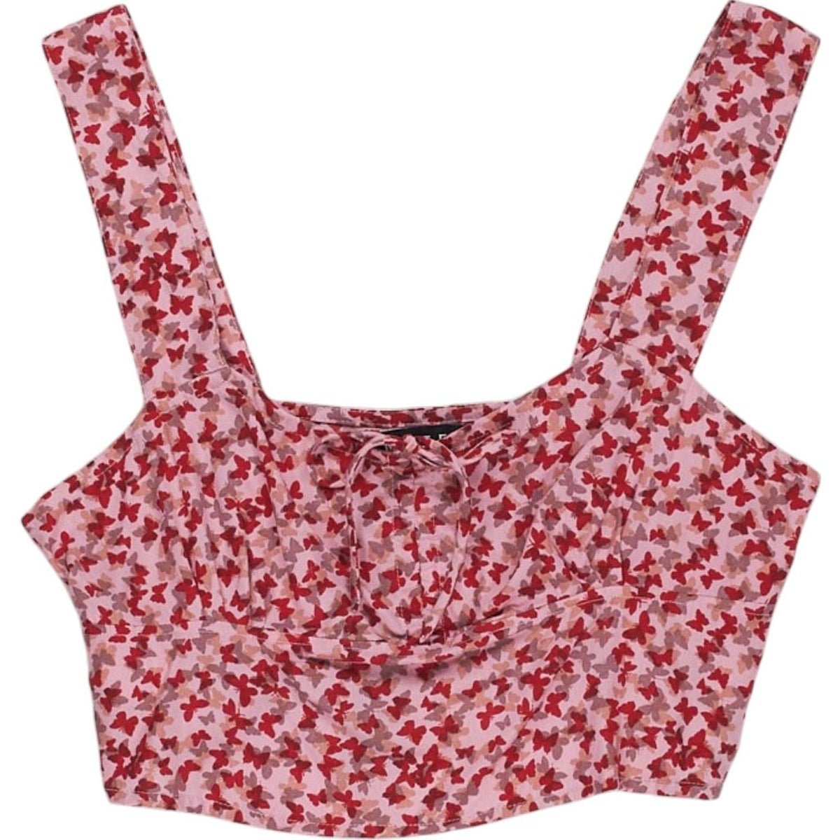 Motel Red Floral Crop Top