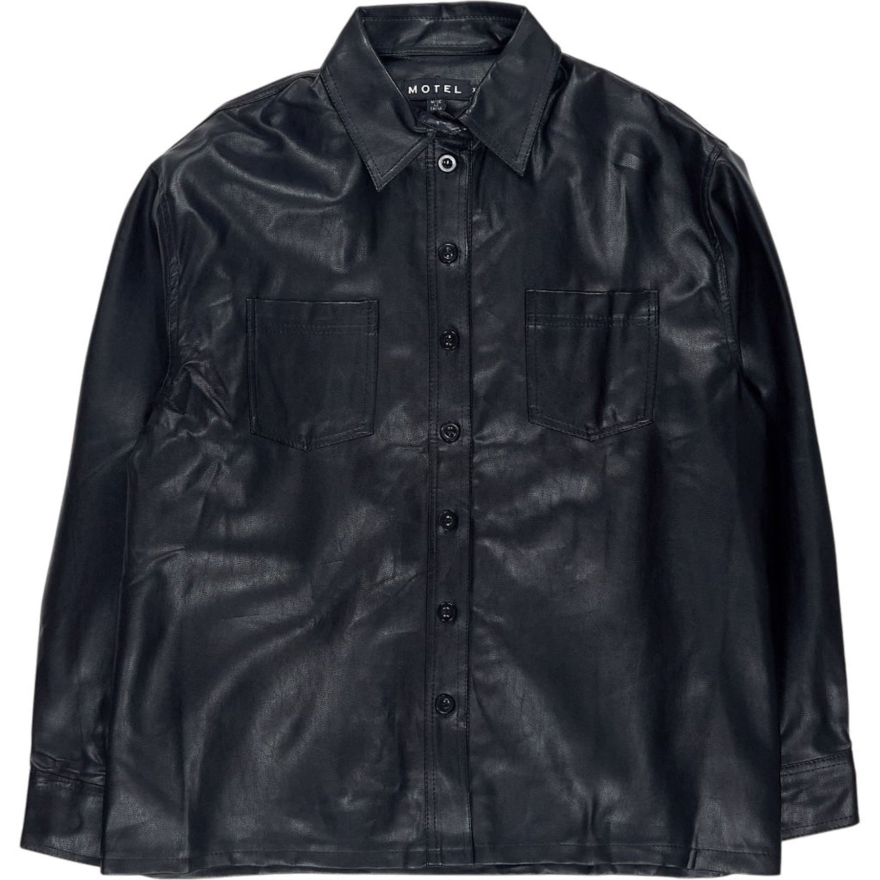Motel Black PU Lumberjack Shirt