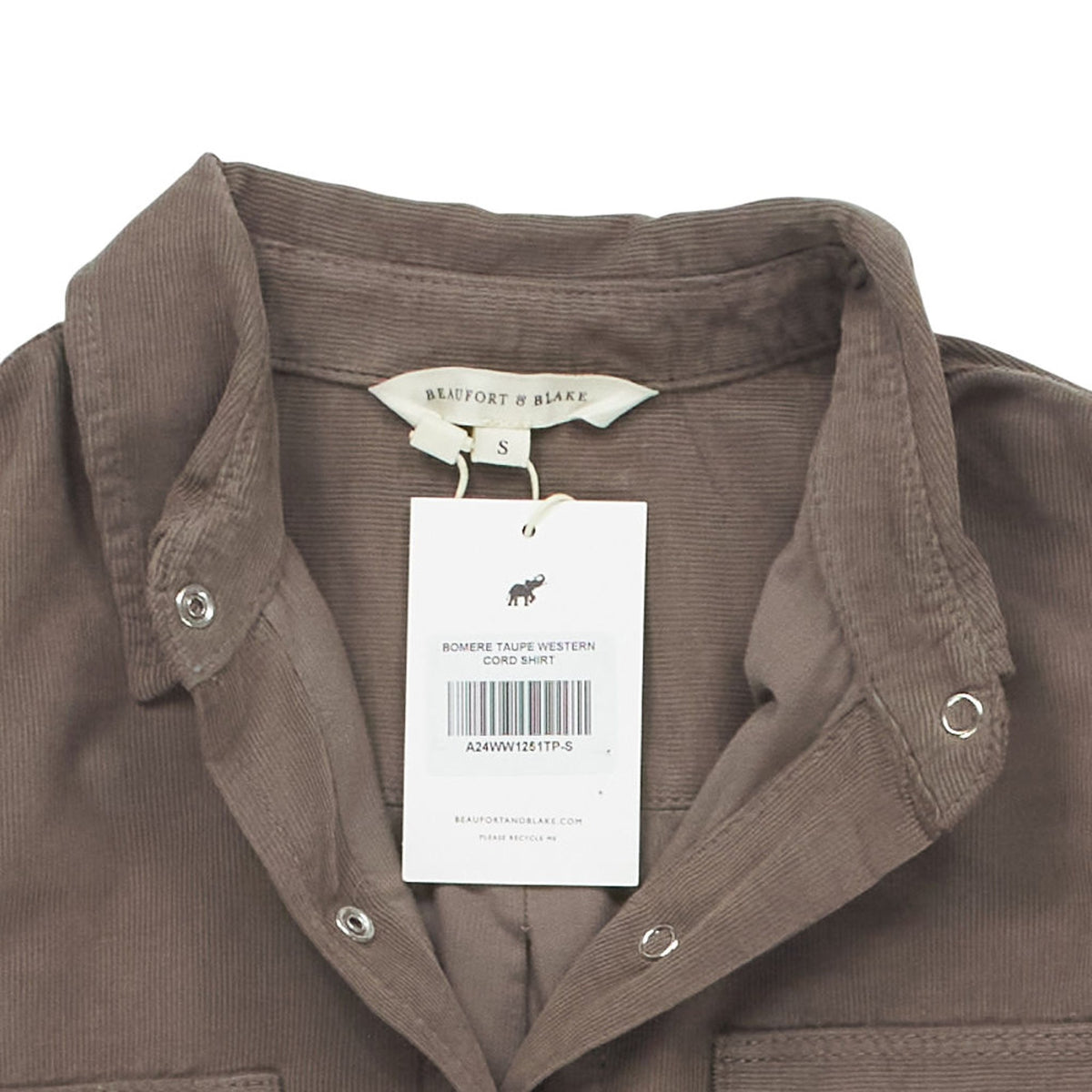 Beaufort & Blake Bomere Taupe Western Cord Shirt