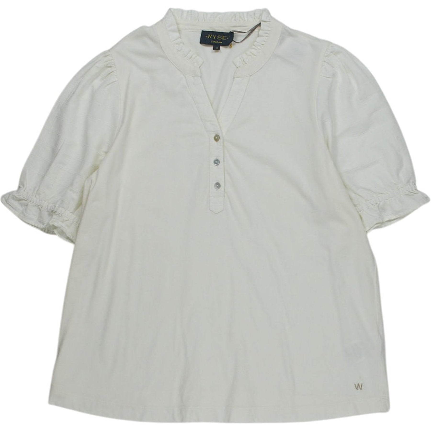 Wyse Cream Ruffle Sleeve Top