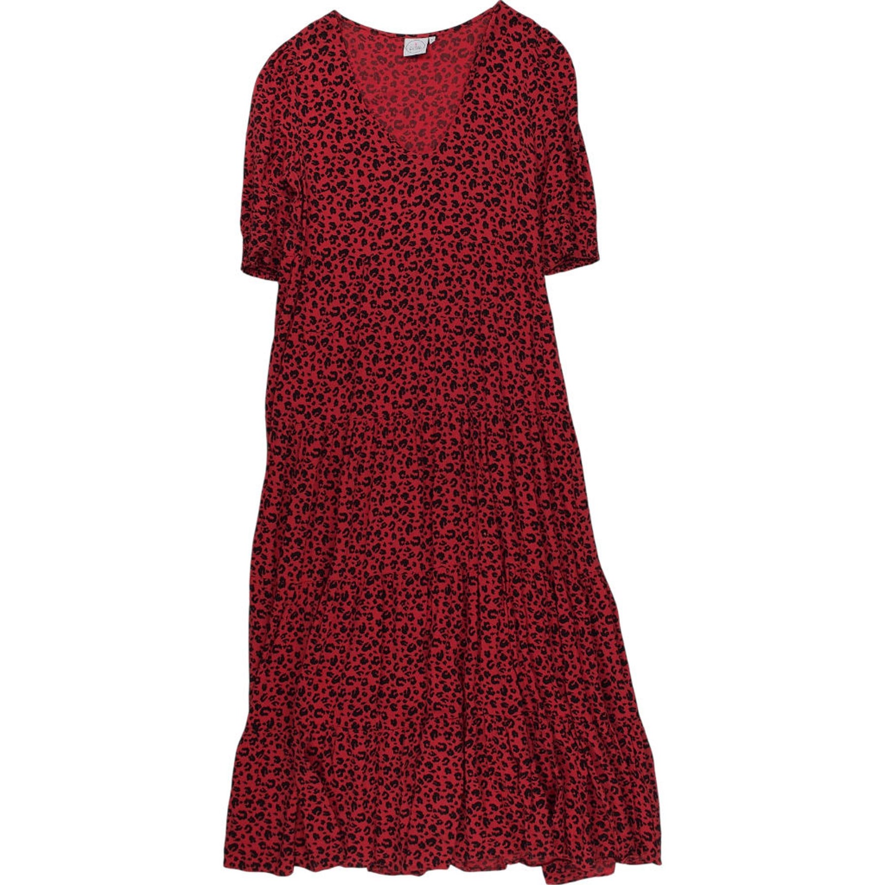 Scamp & Dude Red Leopard Print Midi Dress