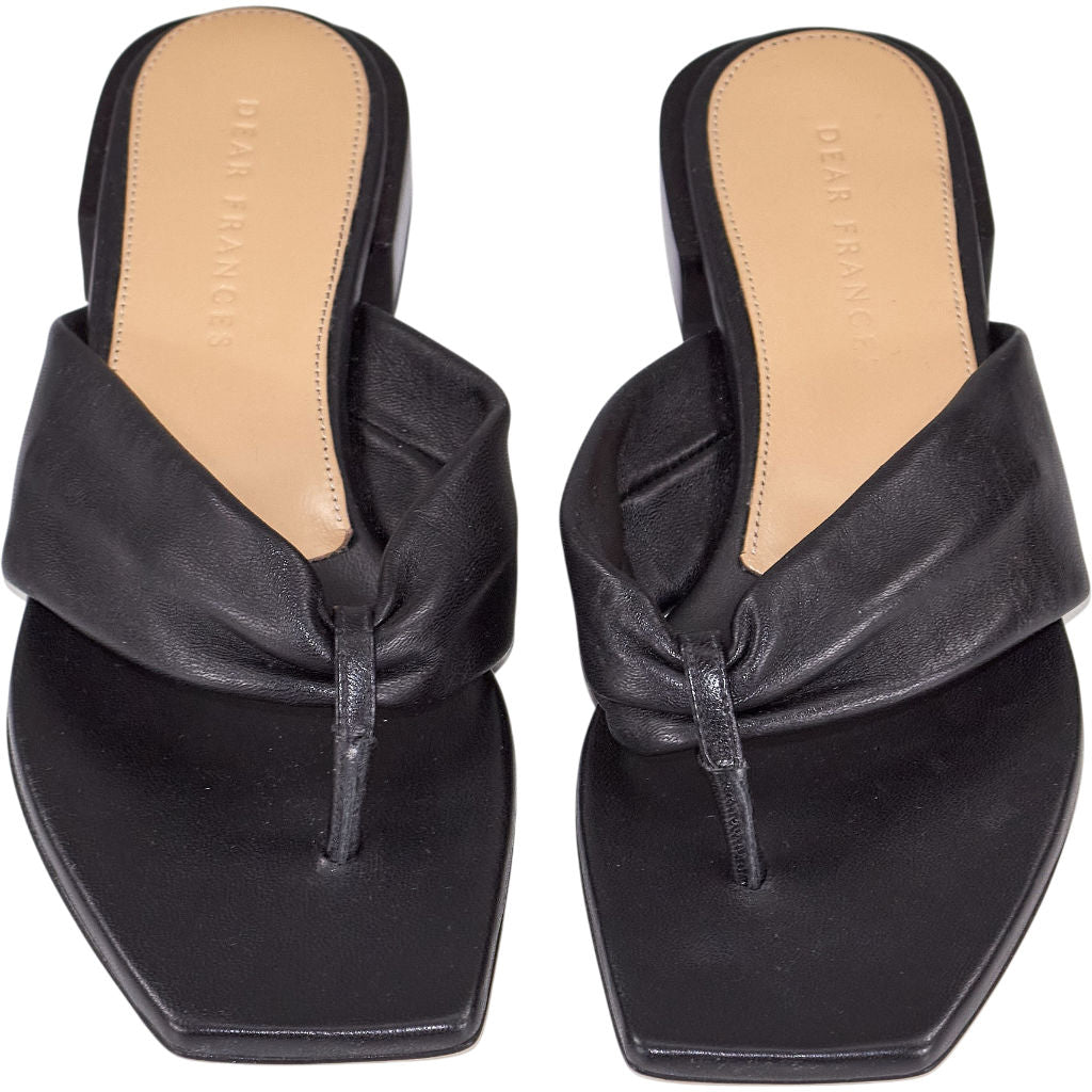 Dear Frances Black Leather Sandals