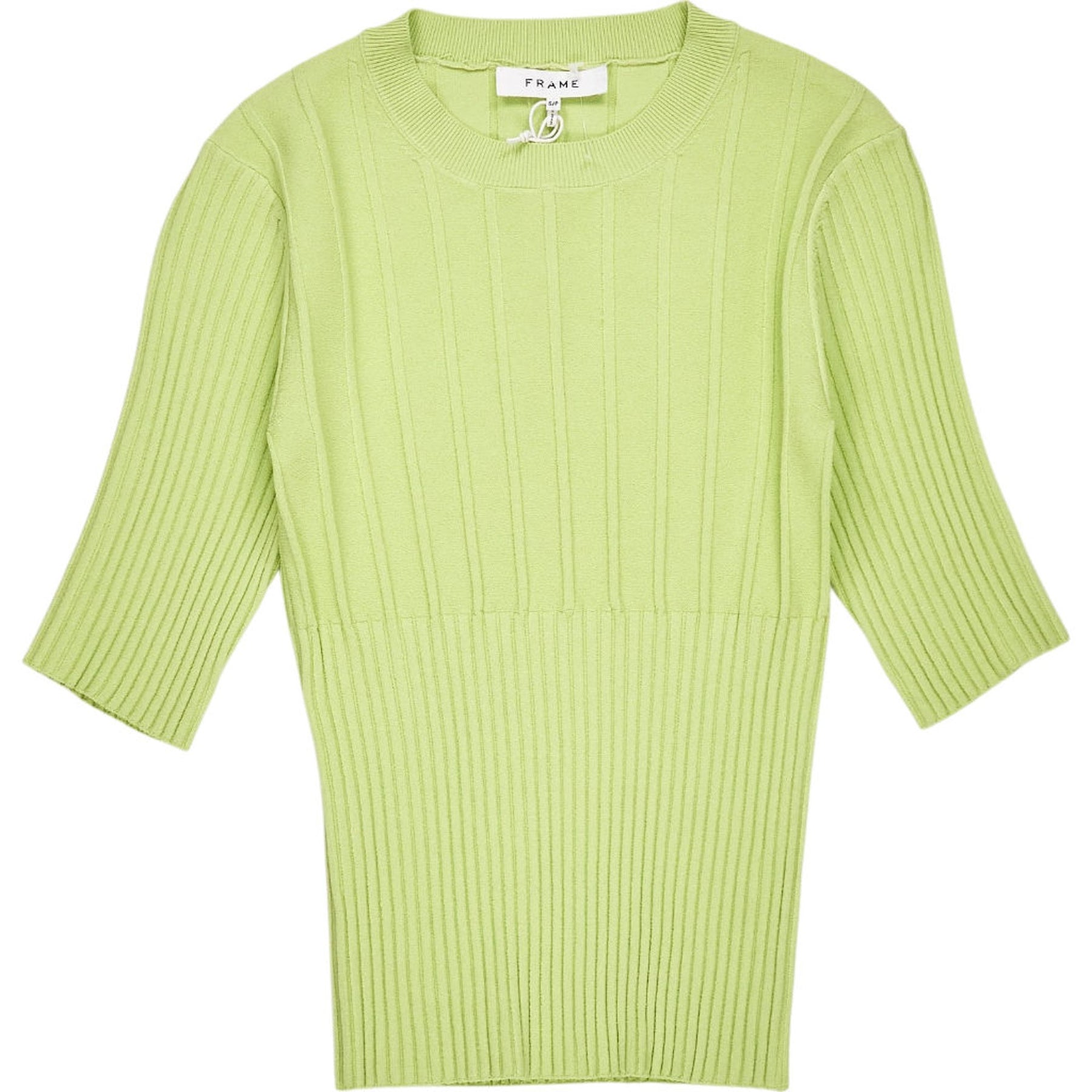 Frame Bright Lime Ribbed Sweater