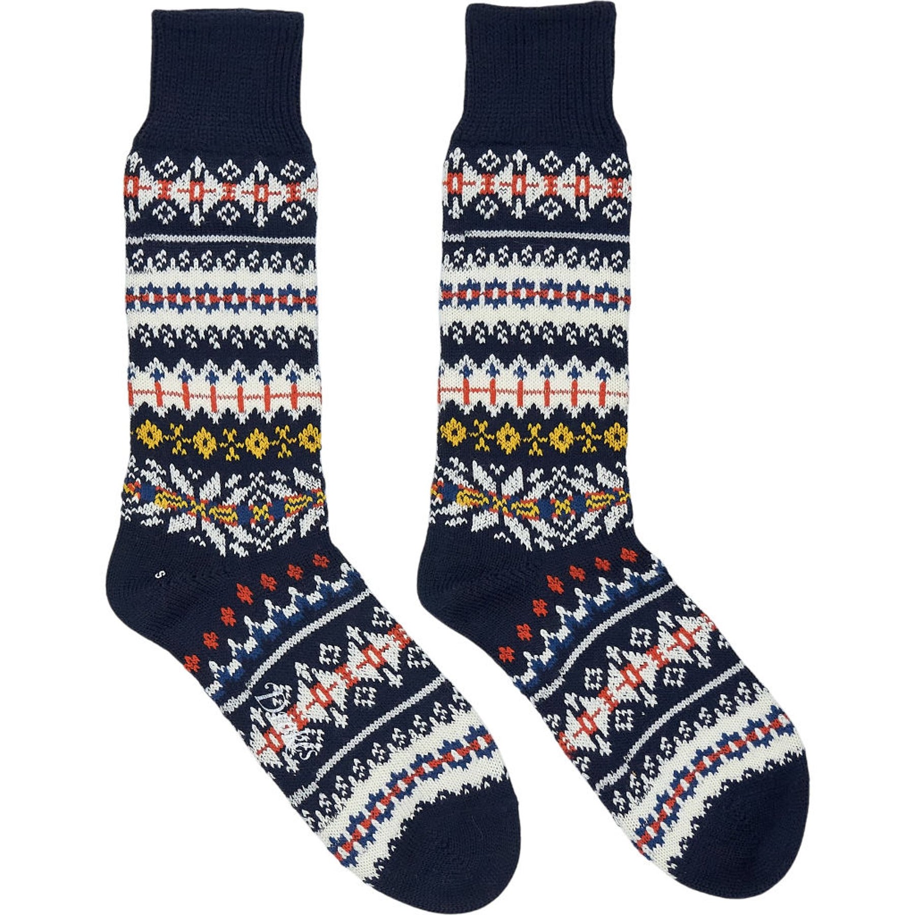 Drakes Blue Patterned Socks