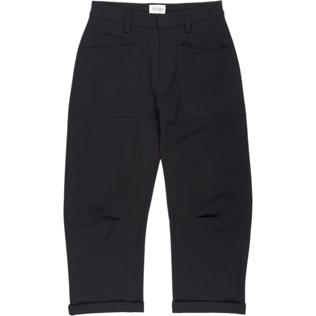 Hush Black Barrel Leg Tailored Trousers
